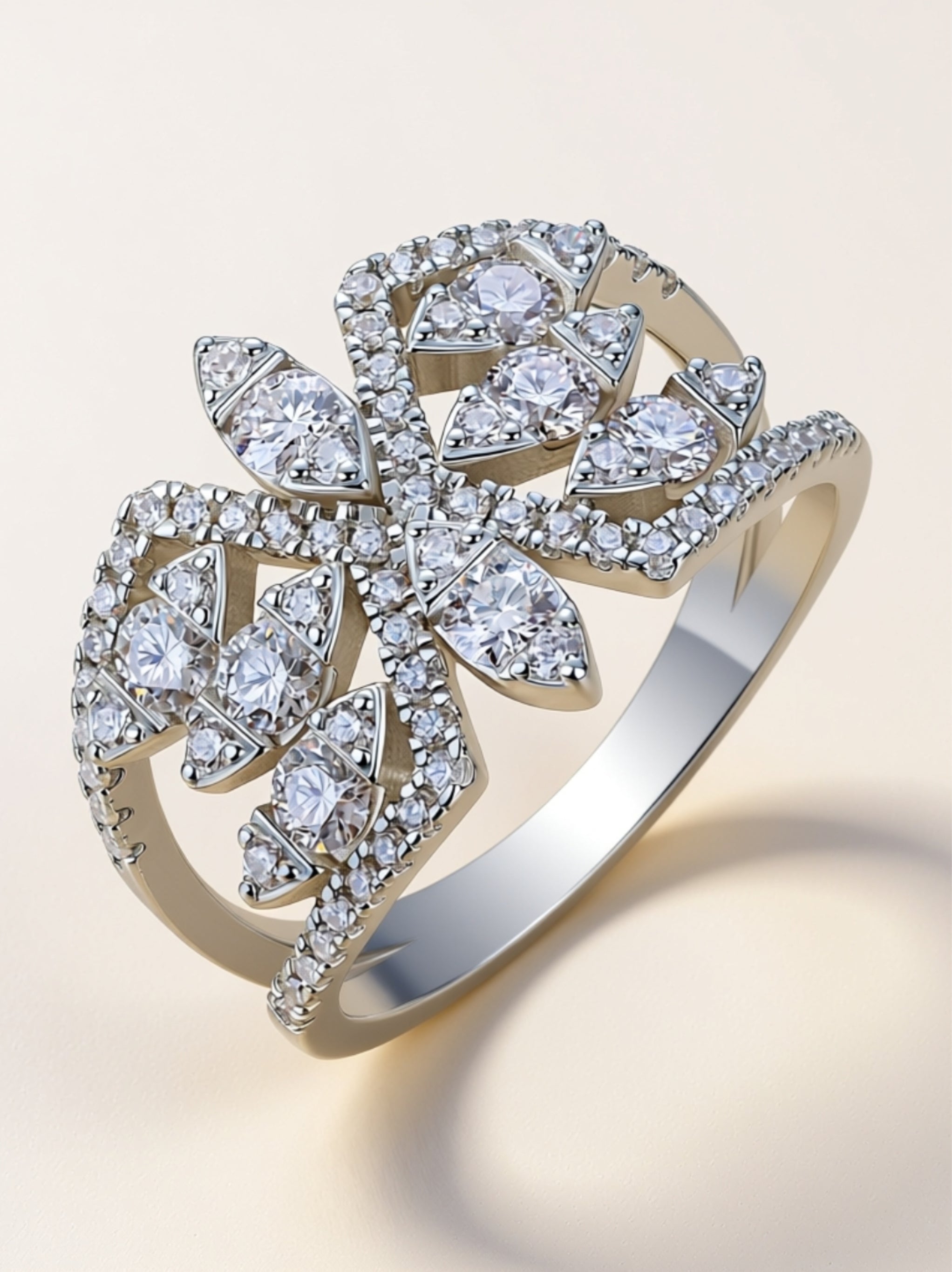 Floral Moissanite Statement Ring