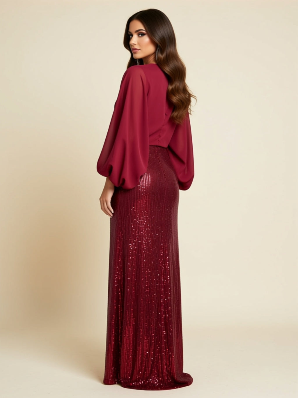Elegant Sequin Maxi Mother of the Bride Dress