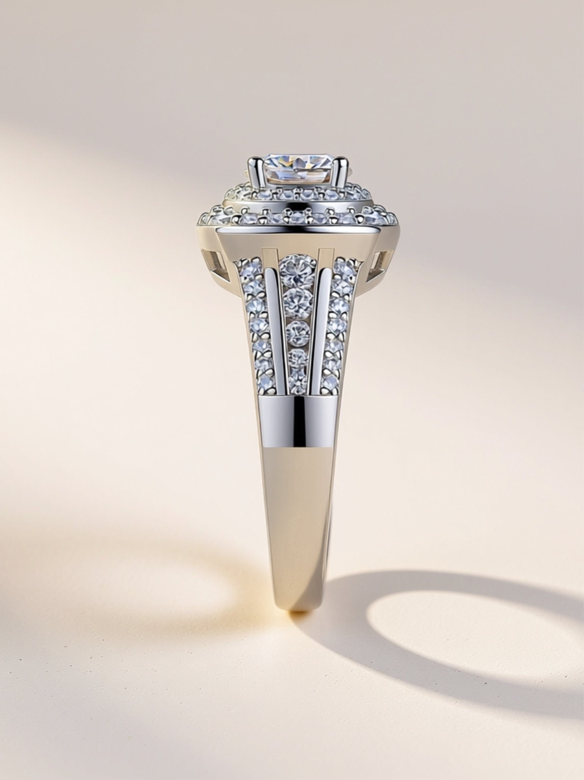 1 Carat Double‑Halo Moissanite Engagement Ring