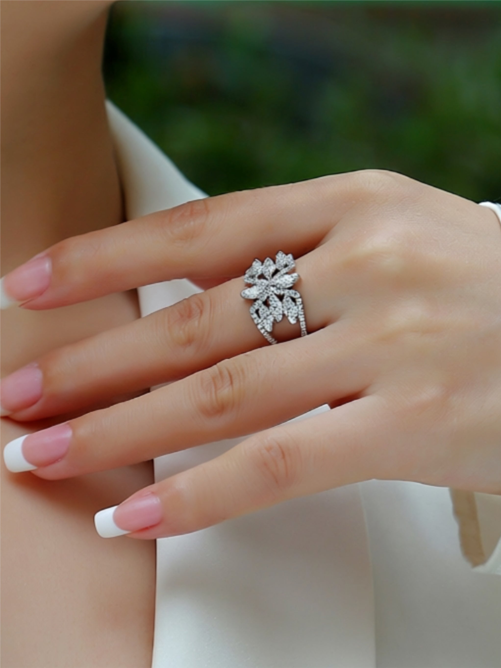 Floral Moissanite Statement Ring