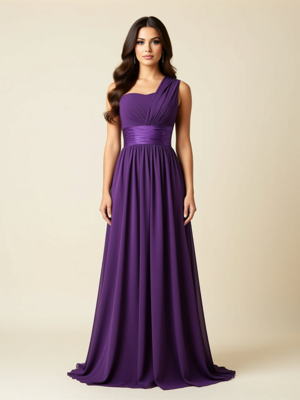 One‑Shoulder Chiffon Maxi Dress