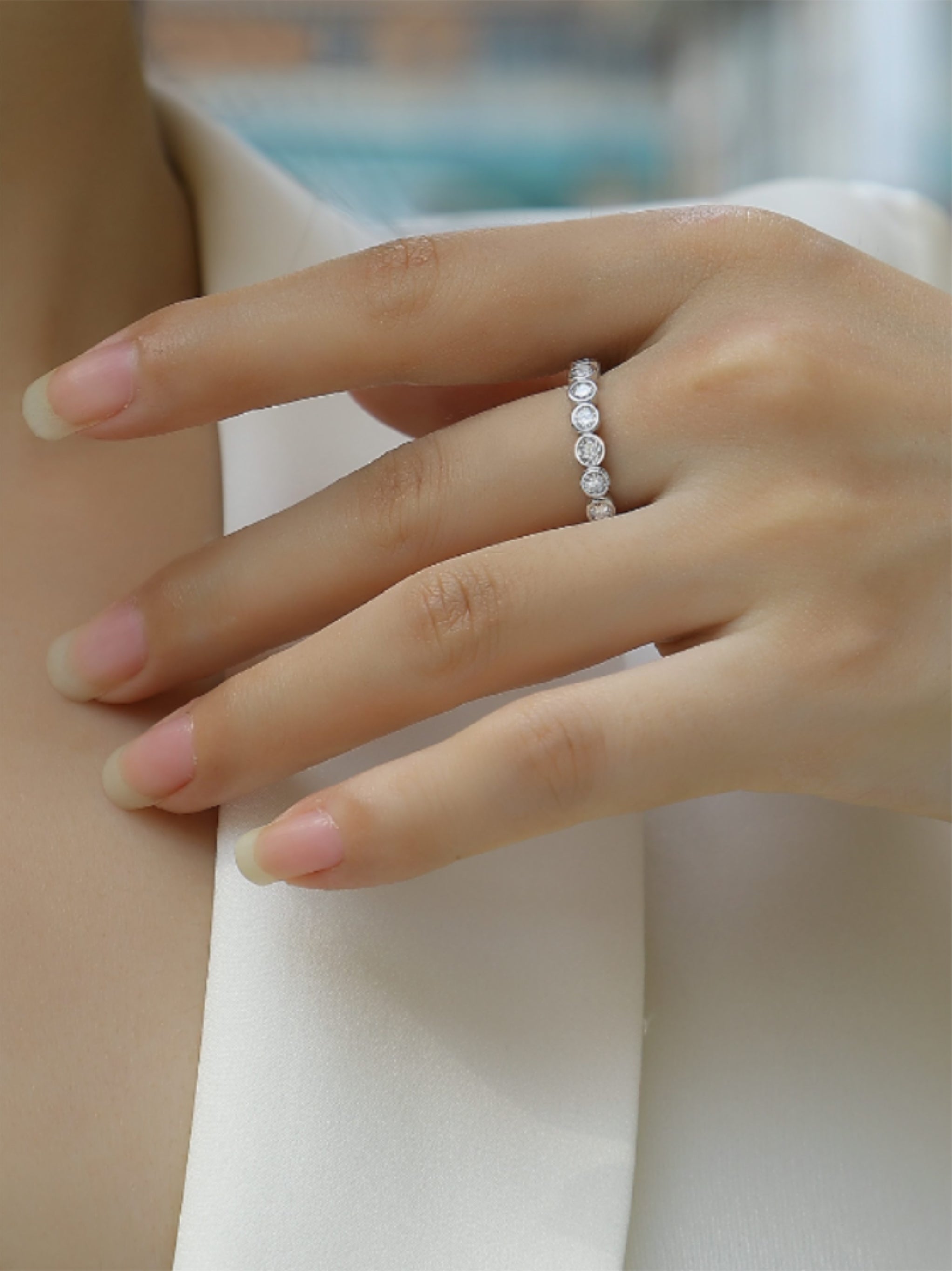 Bezel‑Set Moissanite Eternity Band