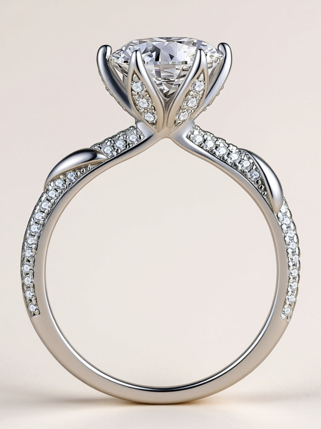 S925 Platinum‑Plated 3 Carat Moissanite Solitaire Ring