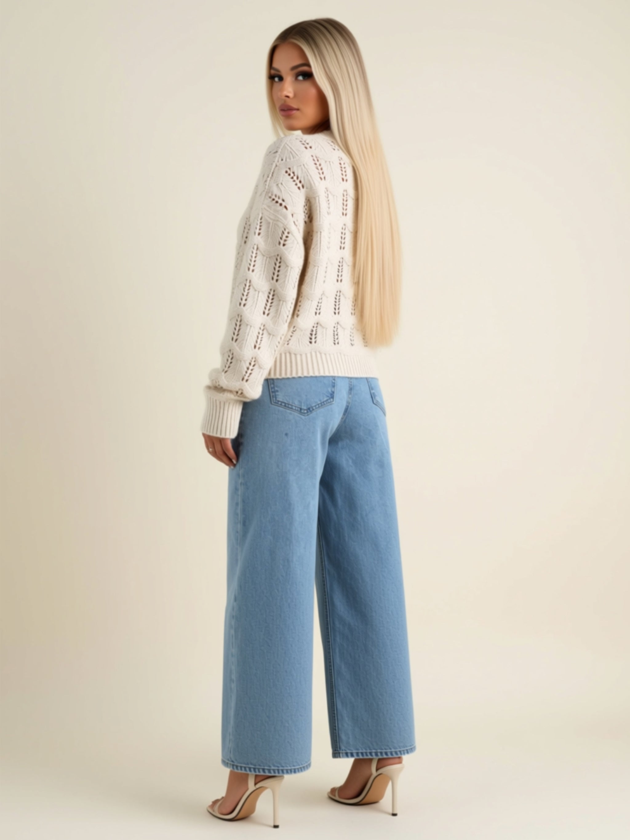 Openwork Knit Tie-Front Cardigan
