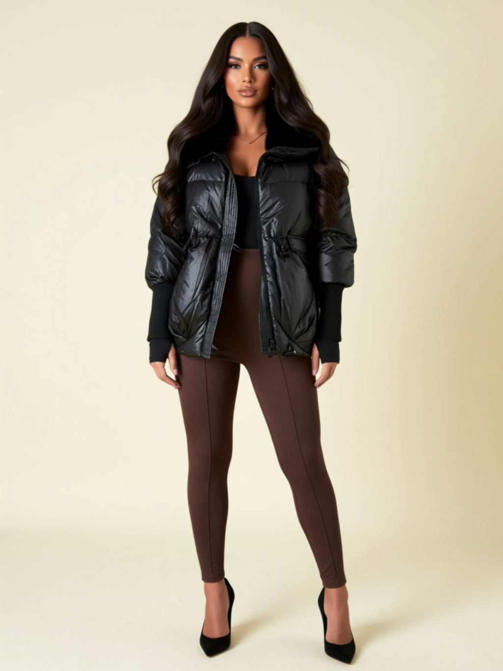 Puffer Jacket with Zipper Closure & Side Pockets