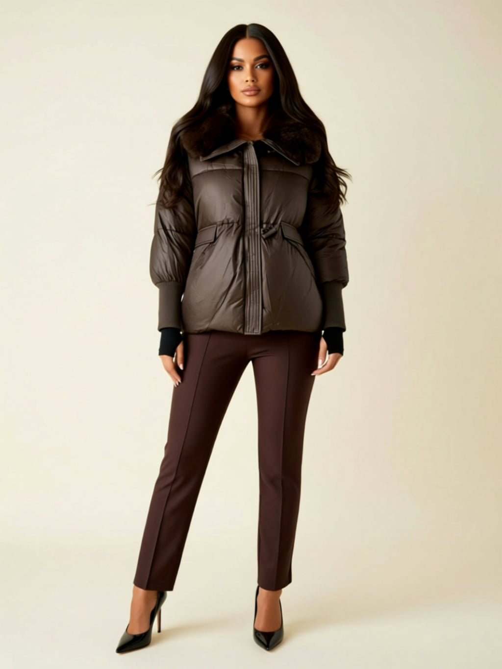 Puffer Jacket with Zipper Closure & Side Pockets