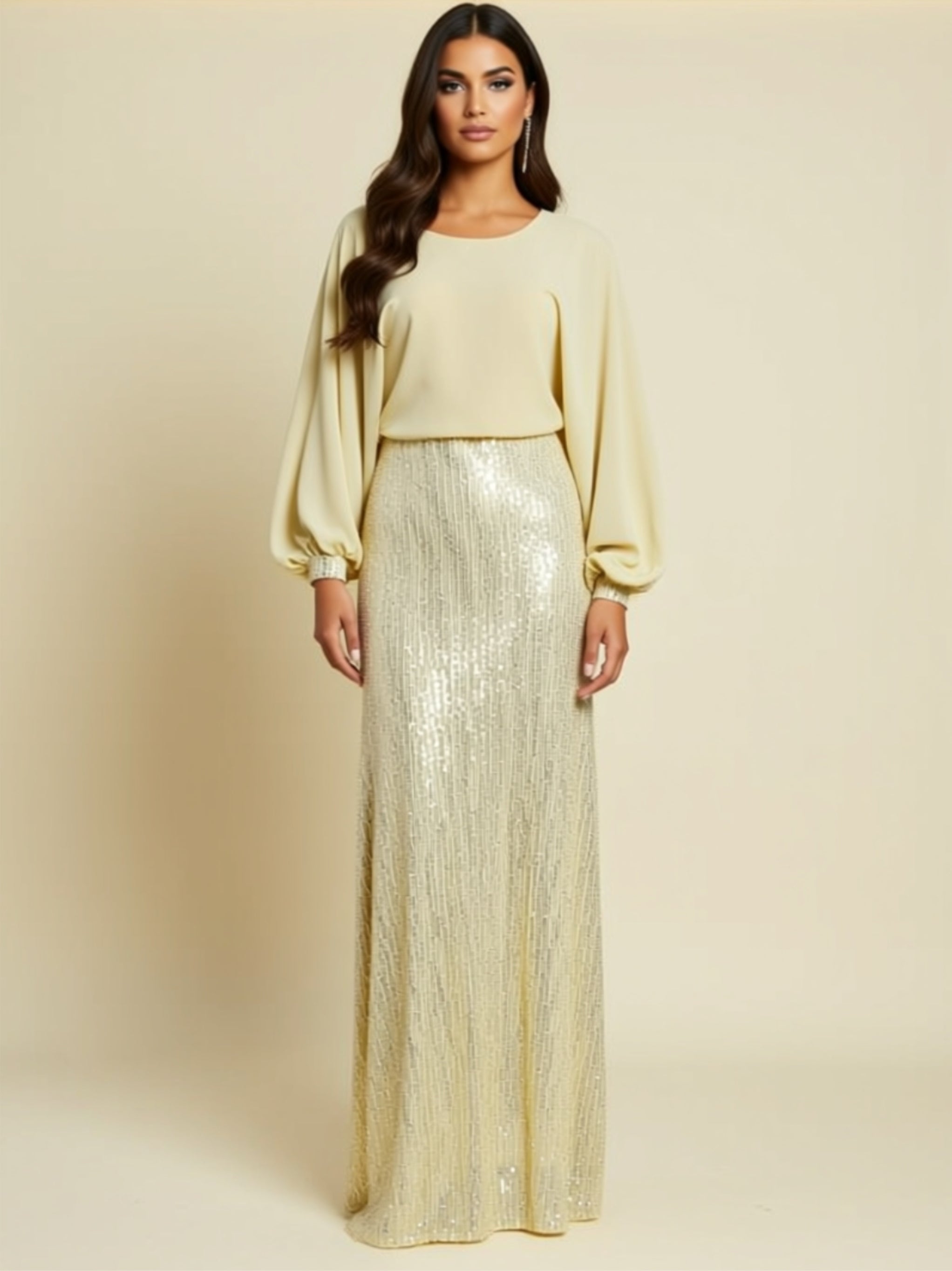 Elegant Sequin Maxi Mother of the Bride Dress