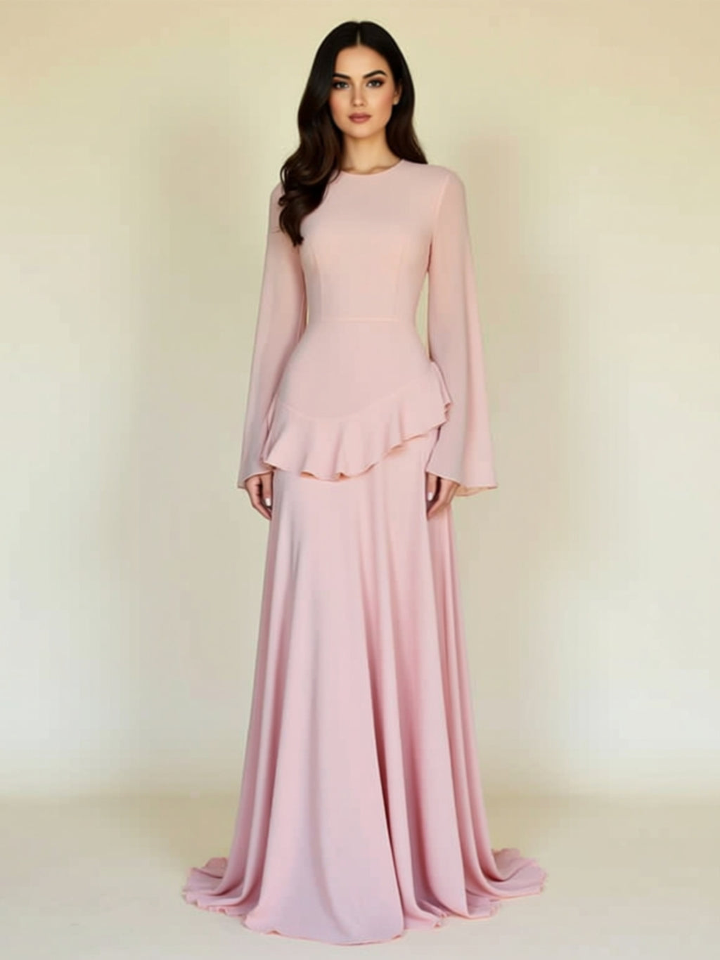 Long Bell Sleeve Patchwork Maxi Dress