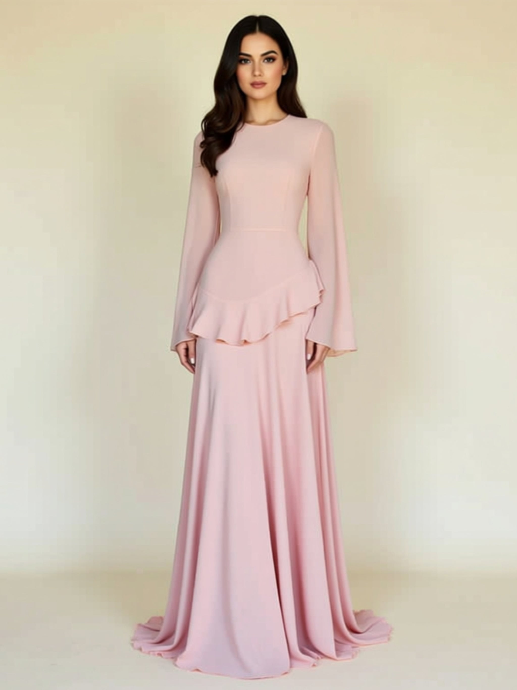 Long Bell Sleeve Patchwork Maxi Dress