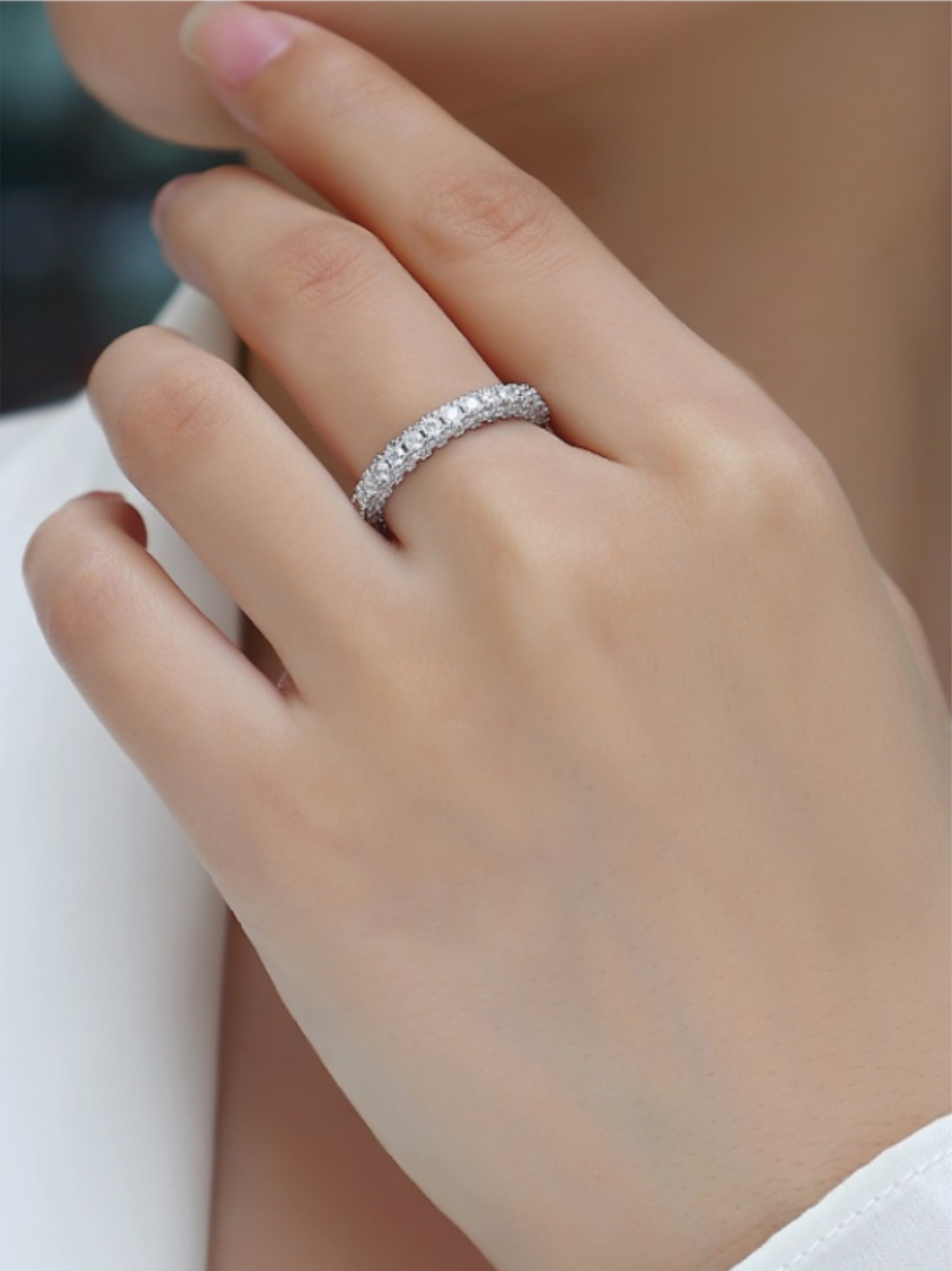 Double‑Row Moissanite Eternity Band