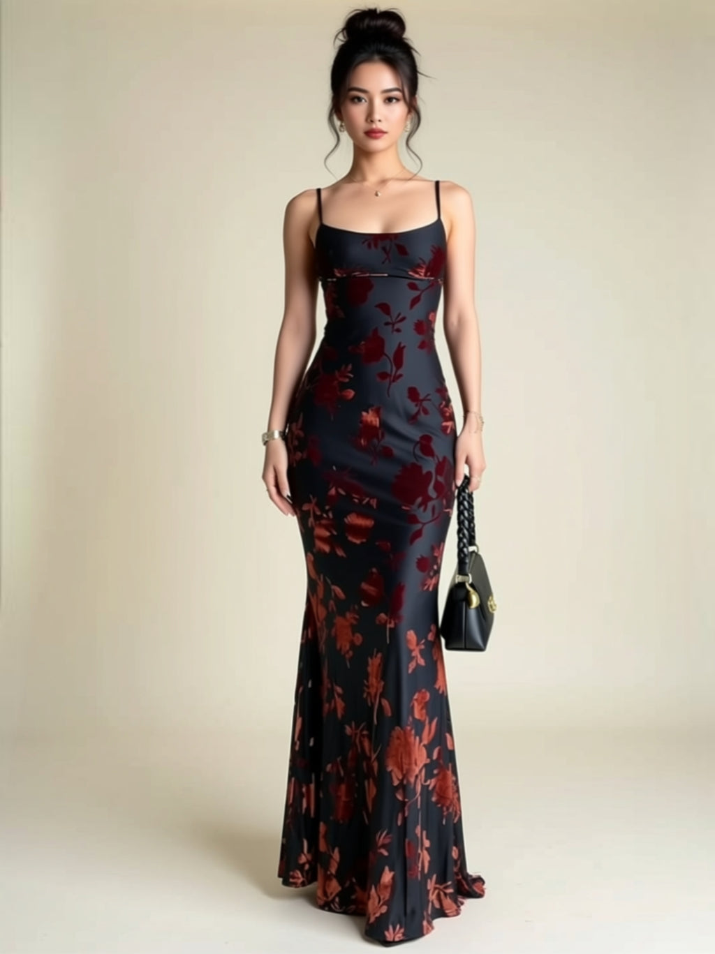 Floral Print Bodycon Maxi Dress