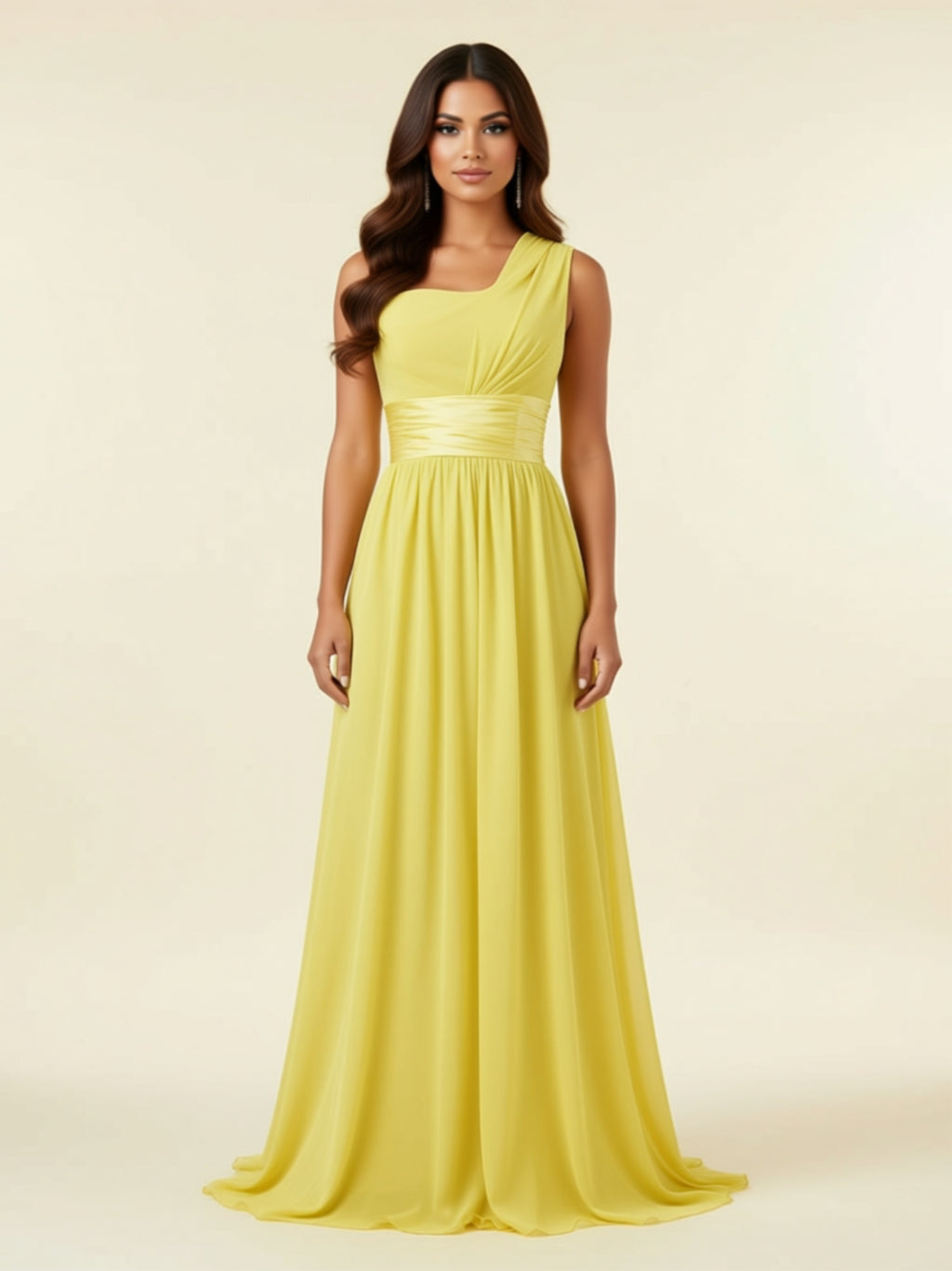 One‑Shoulder Chiffon Maxi Dress