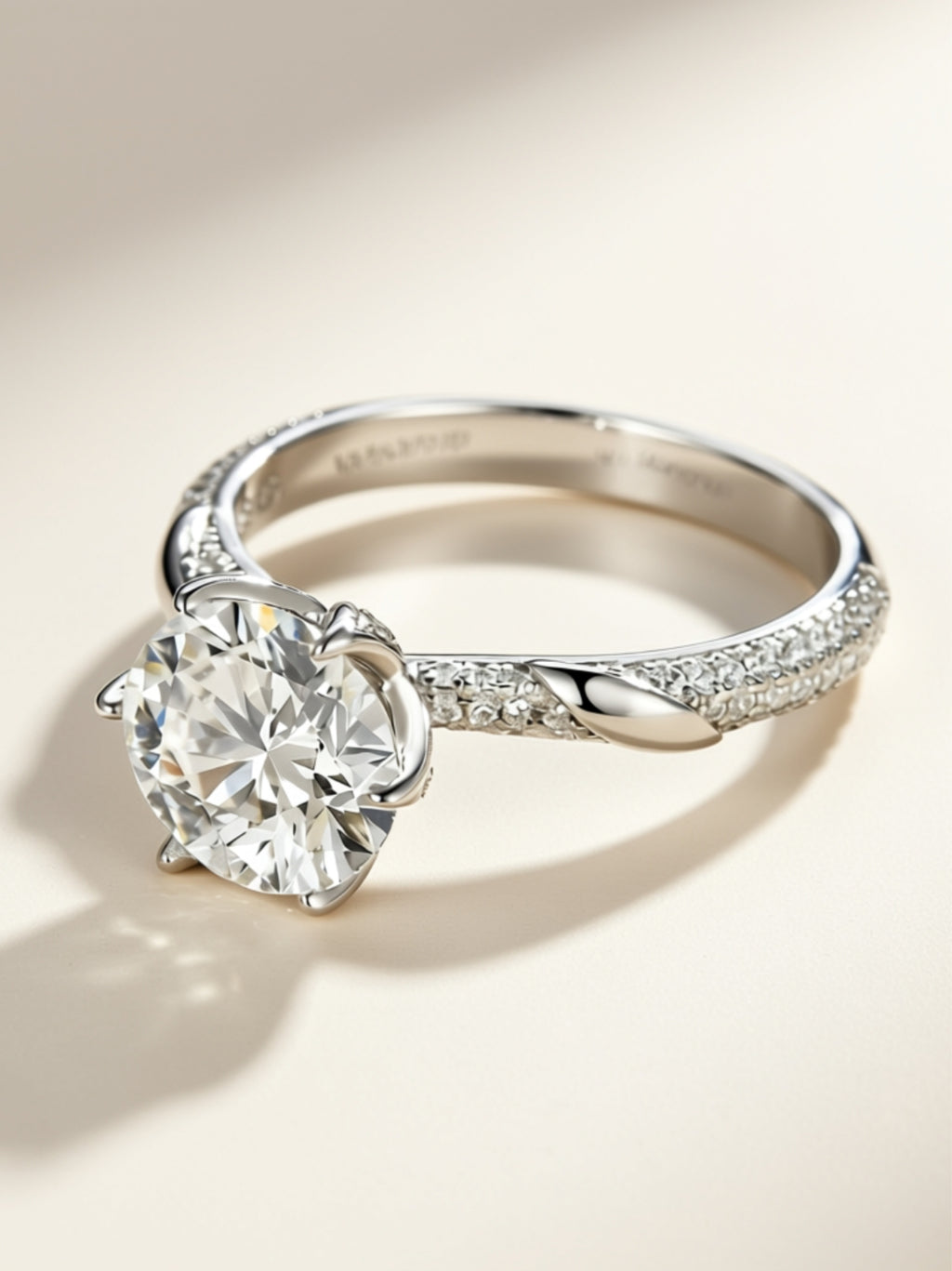 S925 Platinum‑Plated 3 Carat Moissanite Solitaire Ring