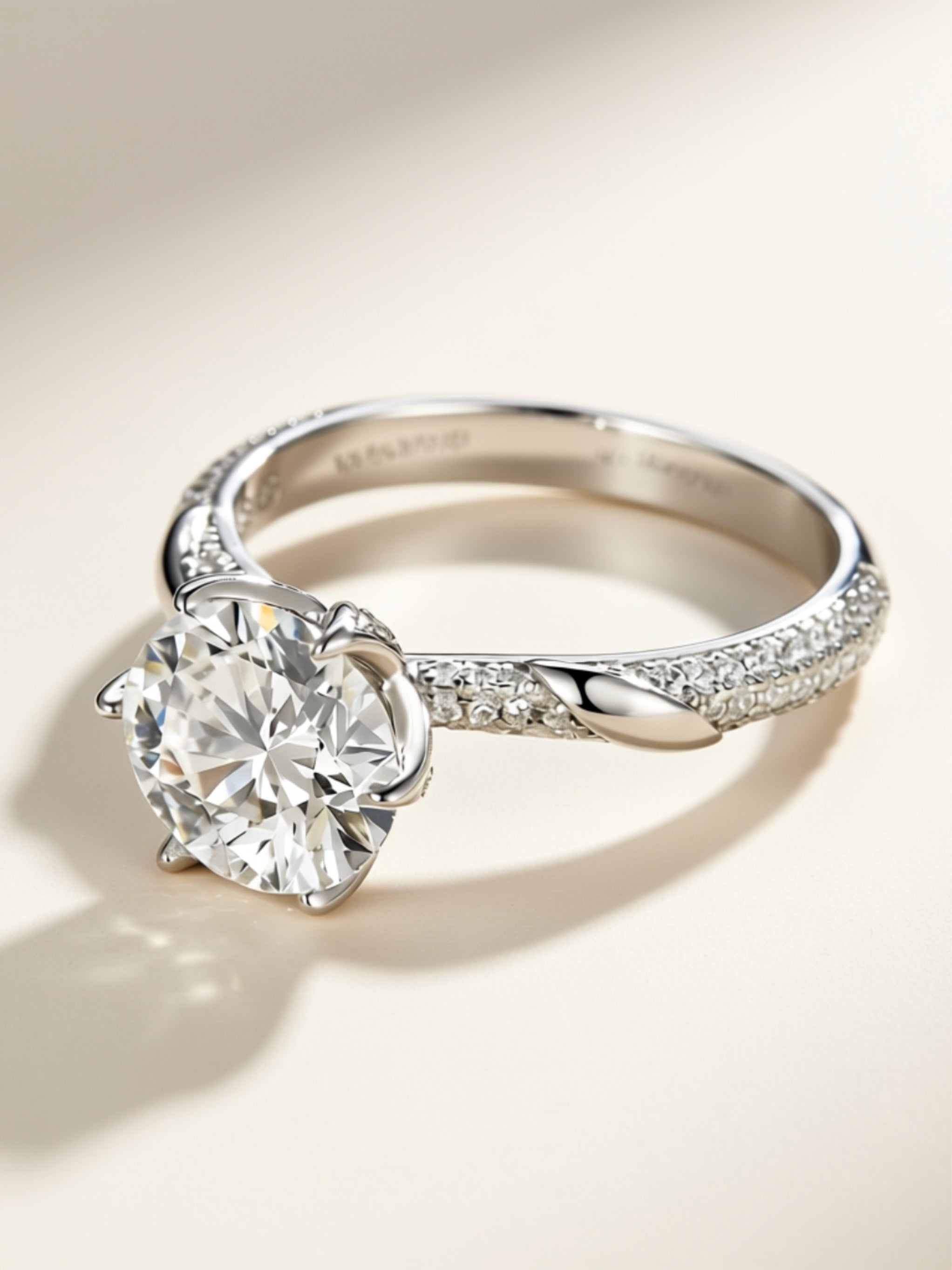 S925 Platinum‑Plated 3 Carat Moissanite Solitaire Ring
