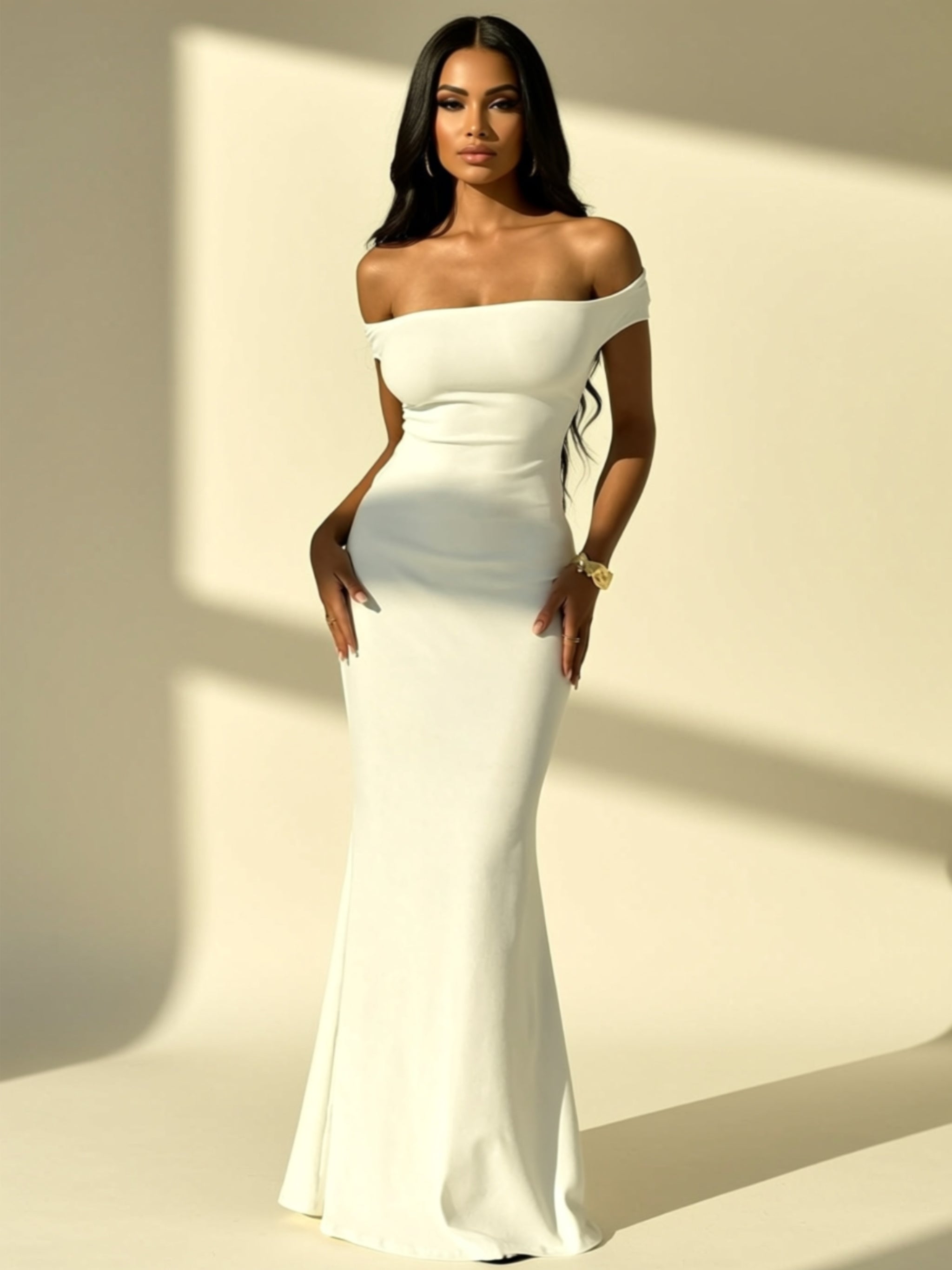 Off‑Shoulder Backless Maxi Bodycon Dress