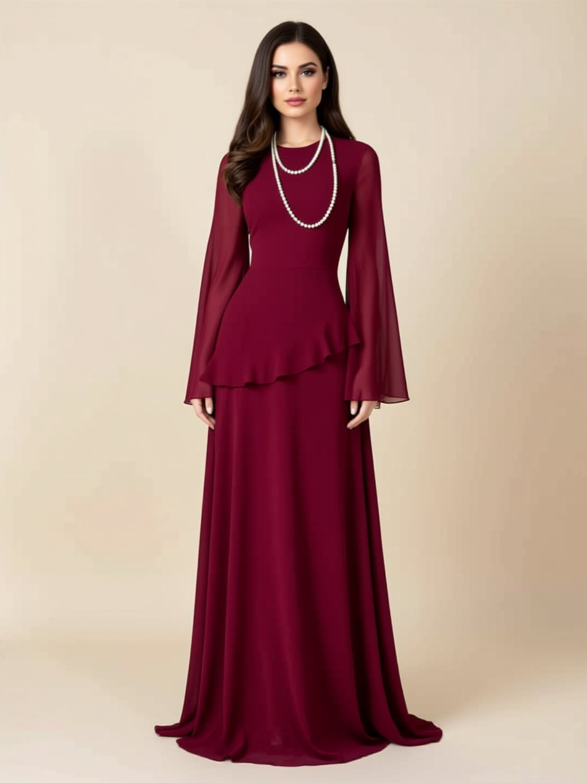 Long Bell Sleeve Patchwork Maxi Dress