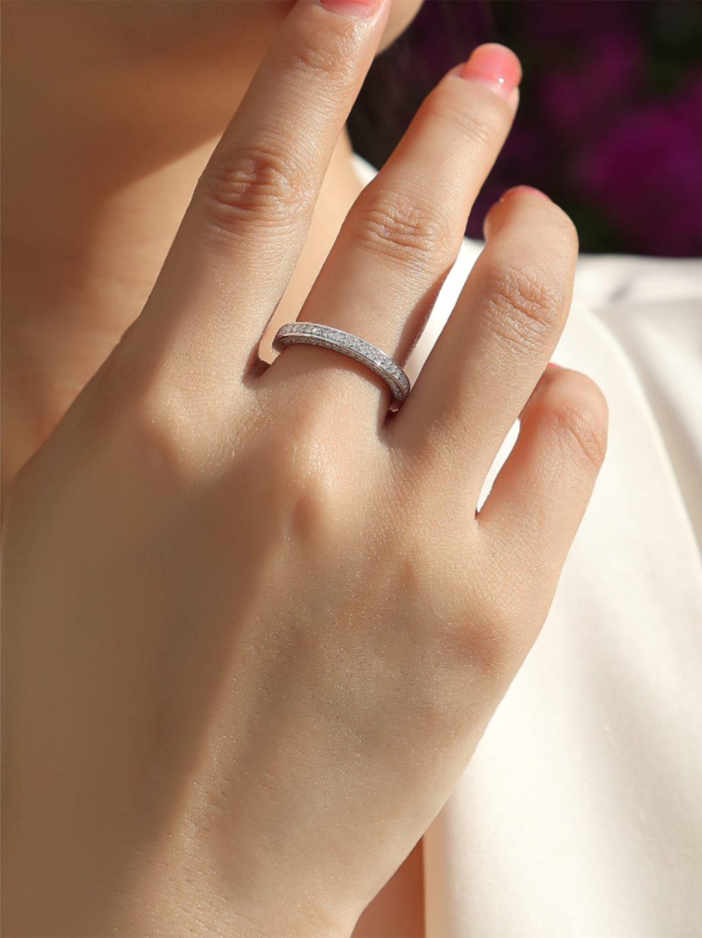 S925 Moissanite Channel‑Set Band