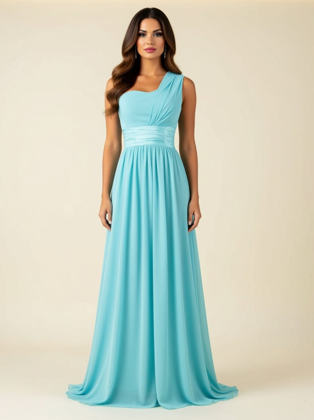 One‑Shoulder Chiffon Maxi Dress