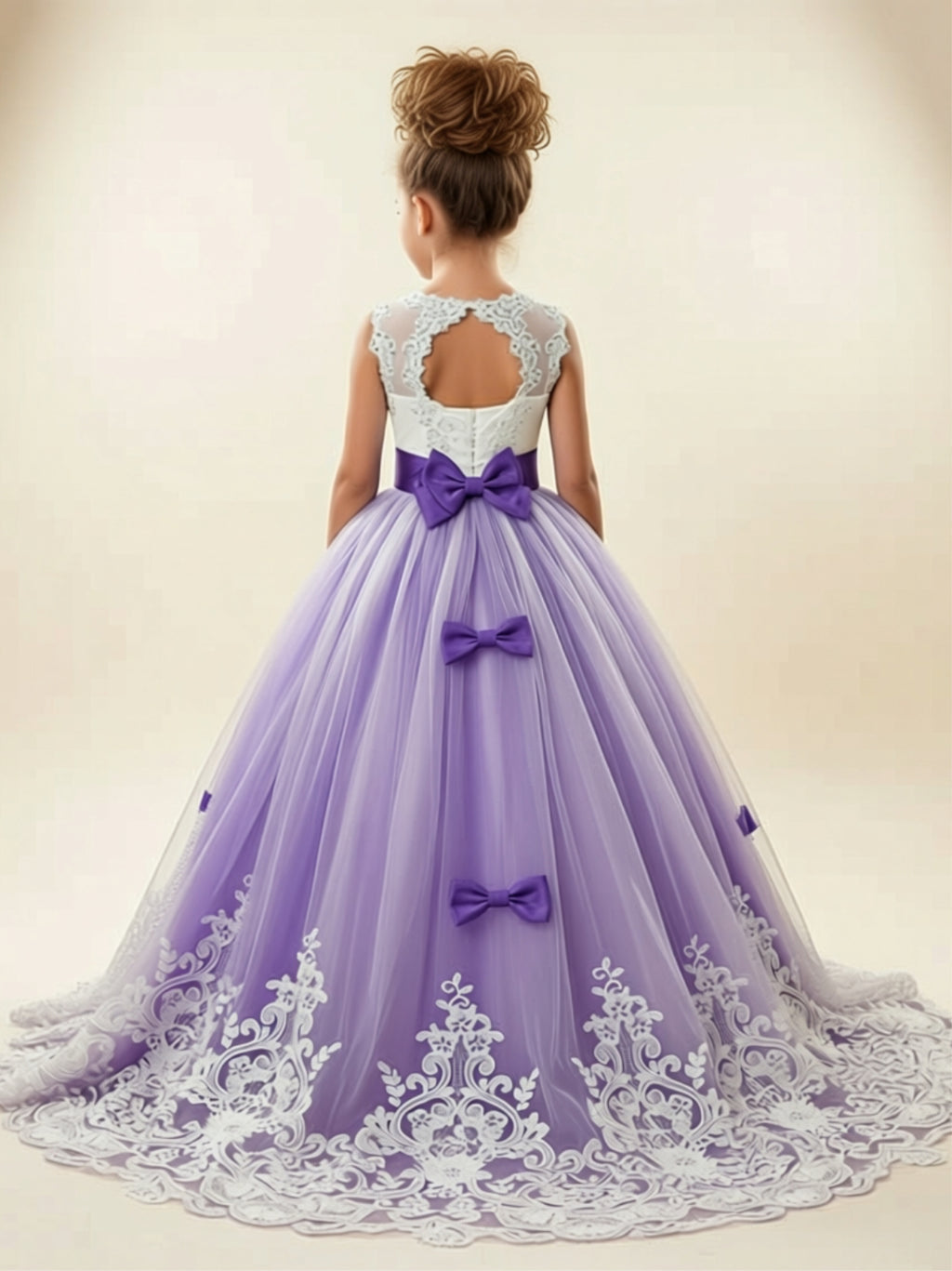 Girls’ Lace Embroidered Ball Gown