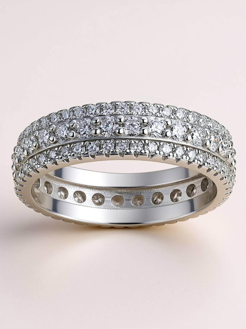 Triple Row Moissanite Eternity Band
