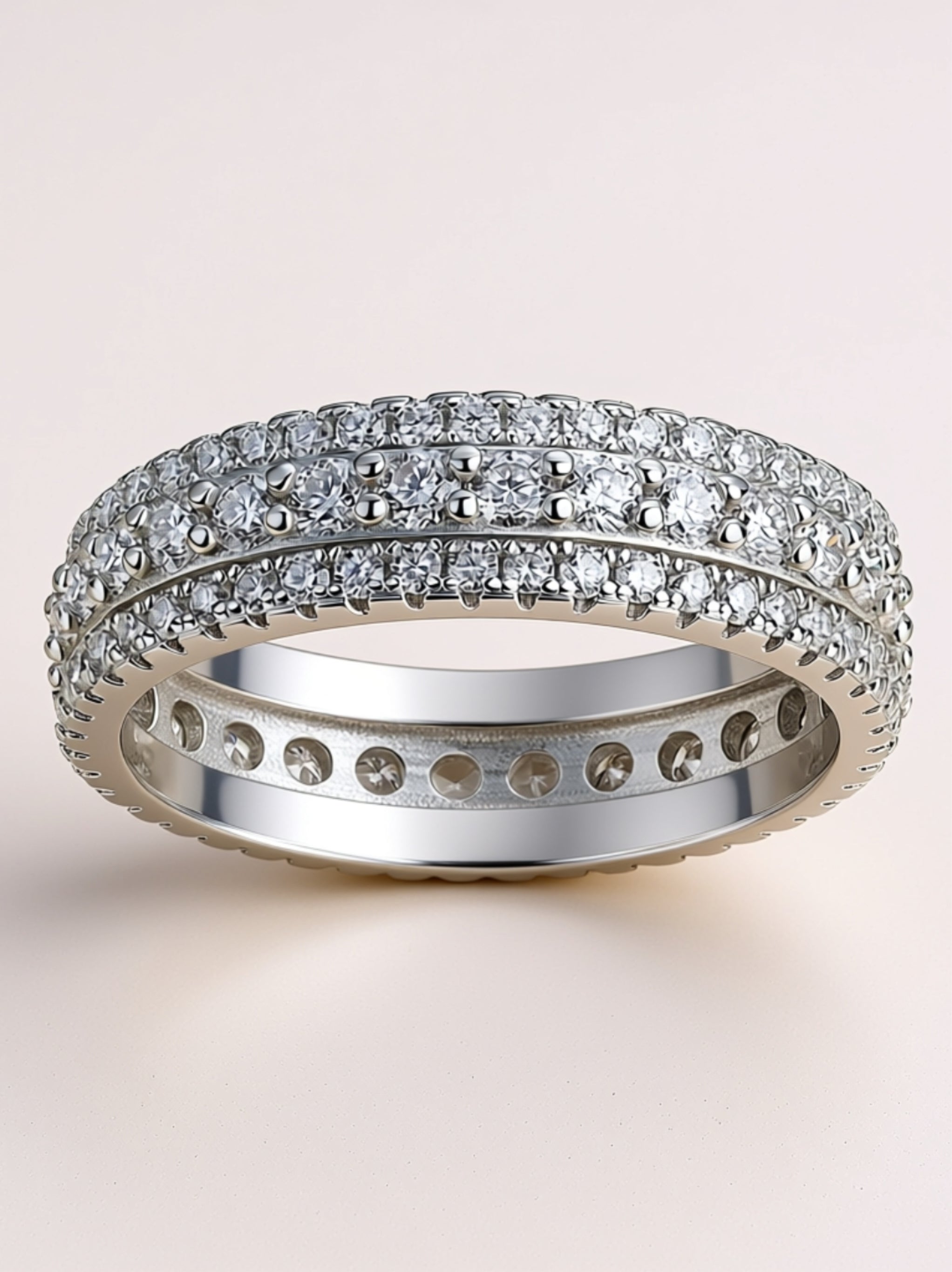 Triple Row Moissanite Eternity Band