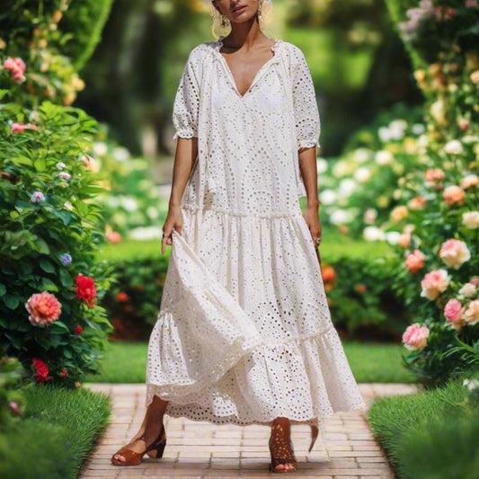 Ivory Layered Lace Dress