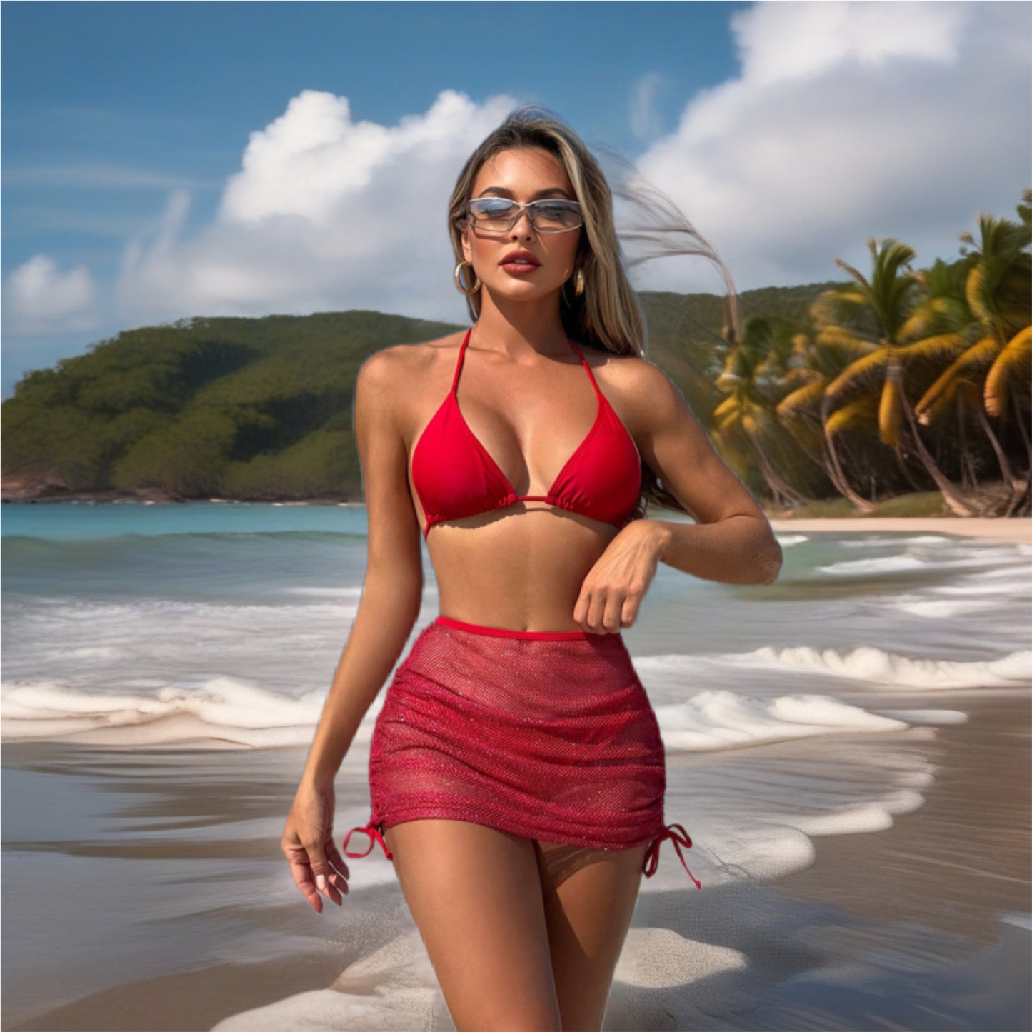 Three Piece Bikini & Cover Up Set