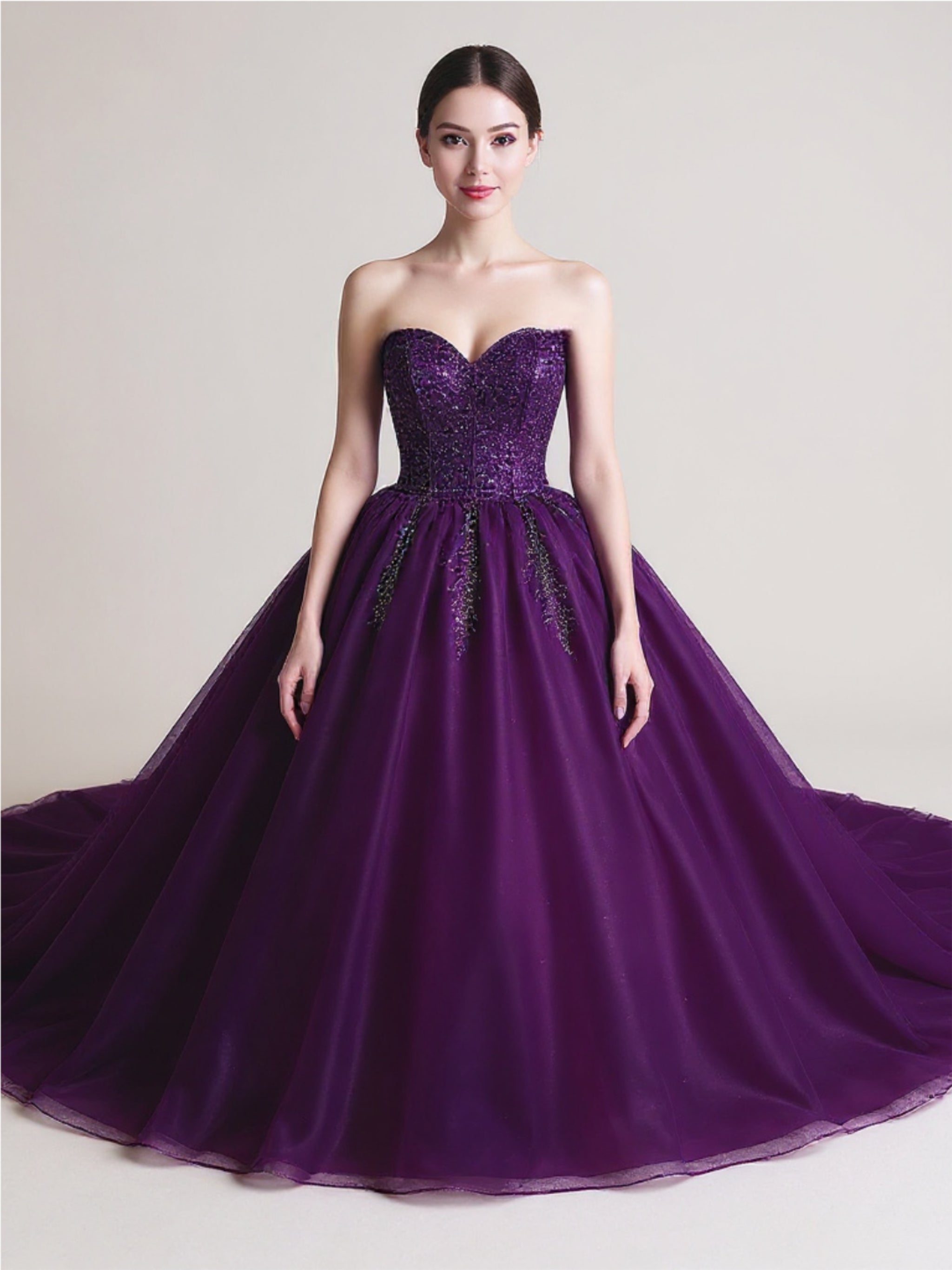 Strapless Crystal Beaded Quinceanera Ball Gown