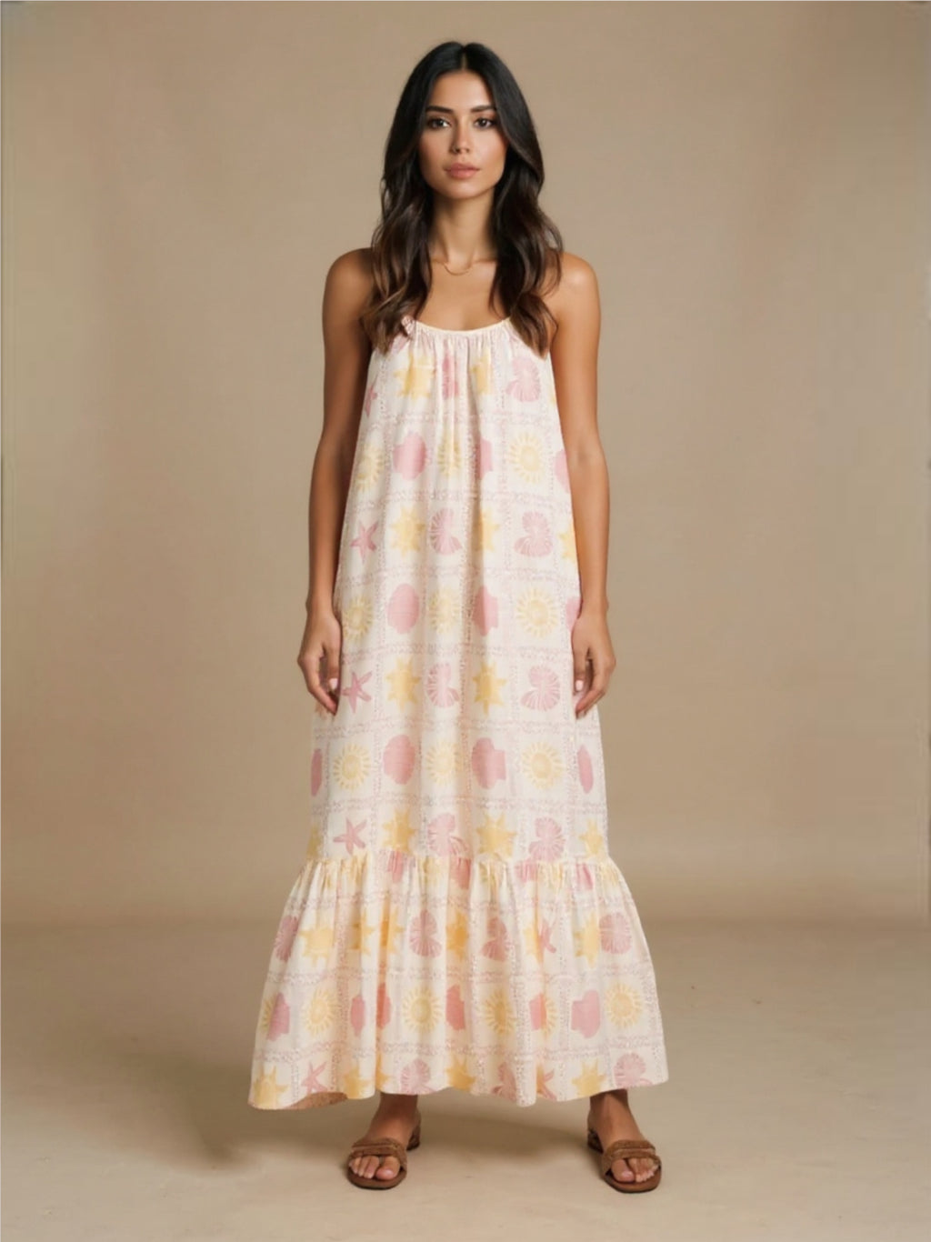 Maxi Lounge Dress with Ruffled Hem
