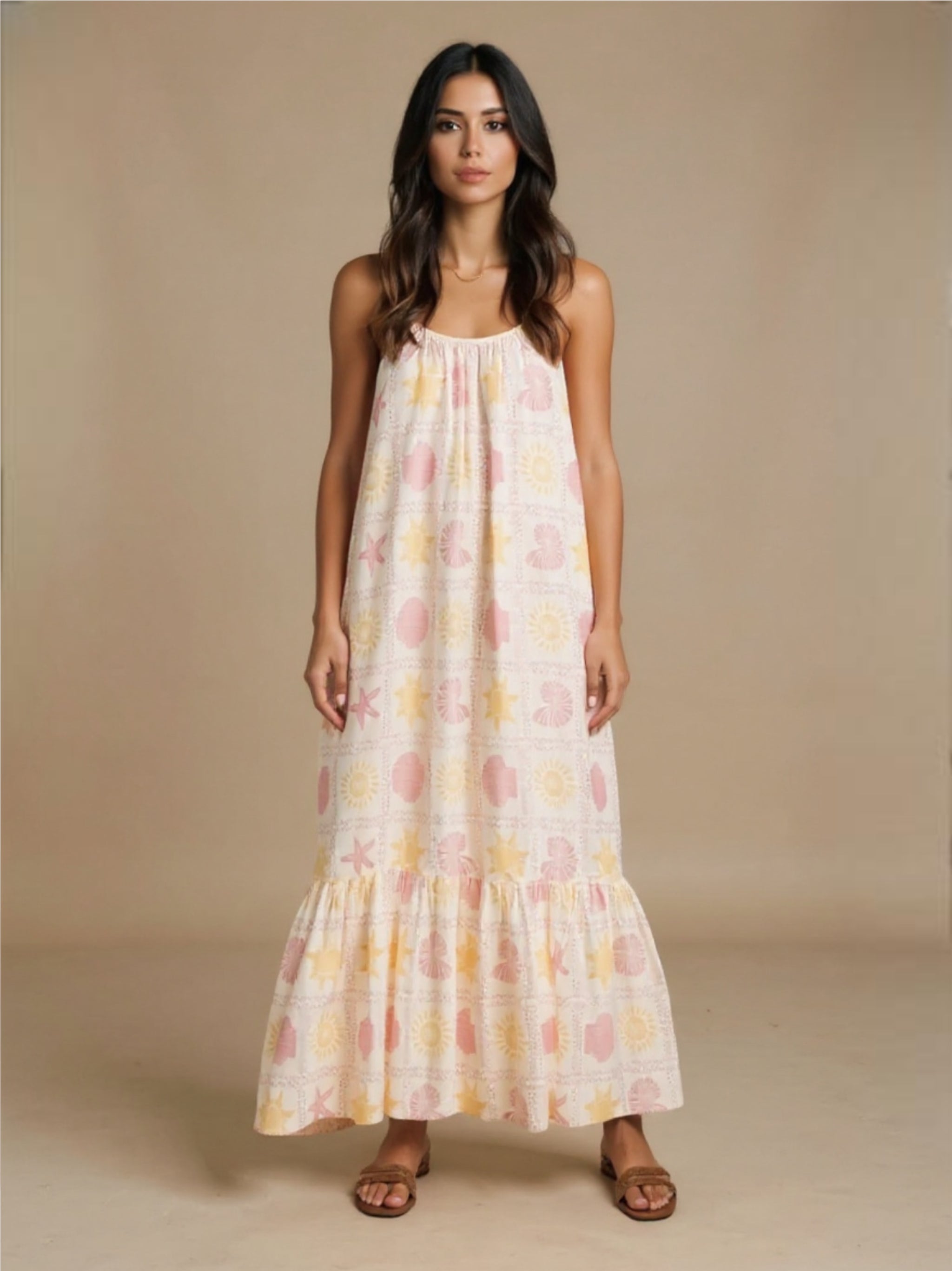 Maxi Lounge Dress with Ruffled Hem