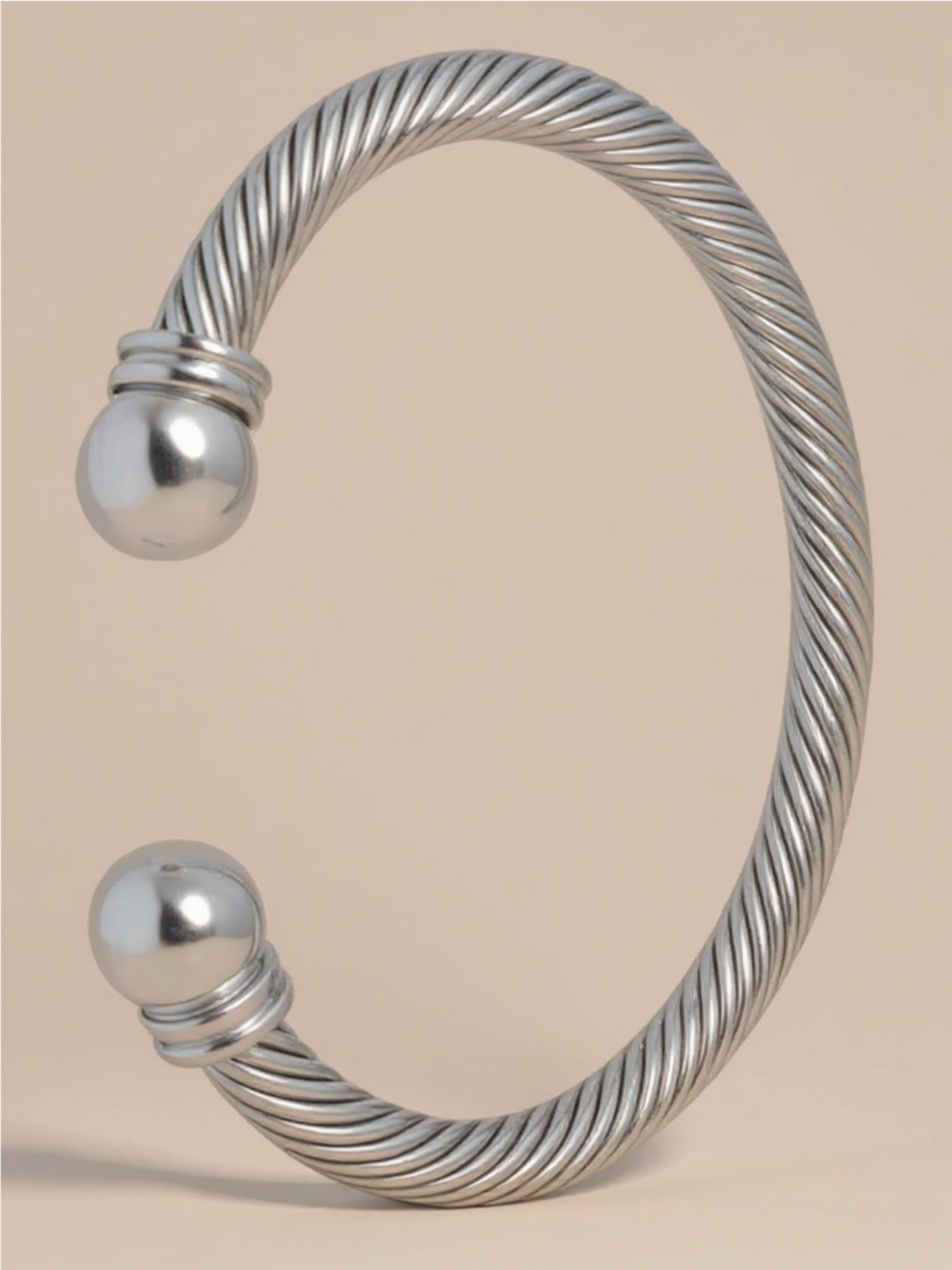 Stainless Steel Twisted Cable Cuff Bracelet