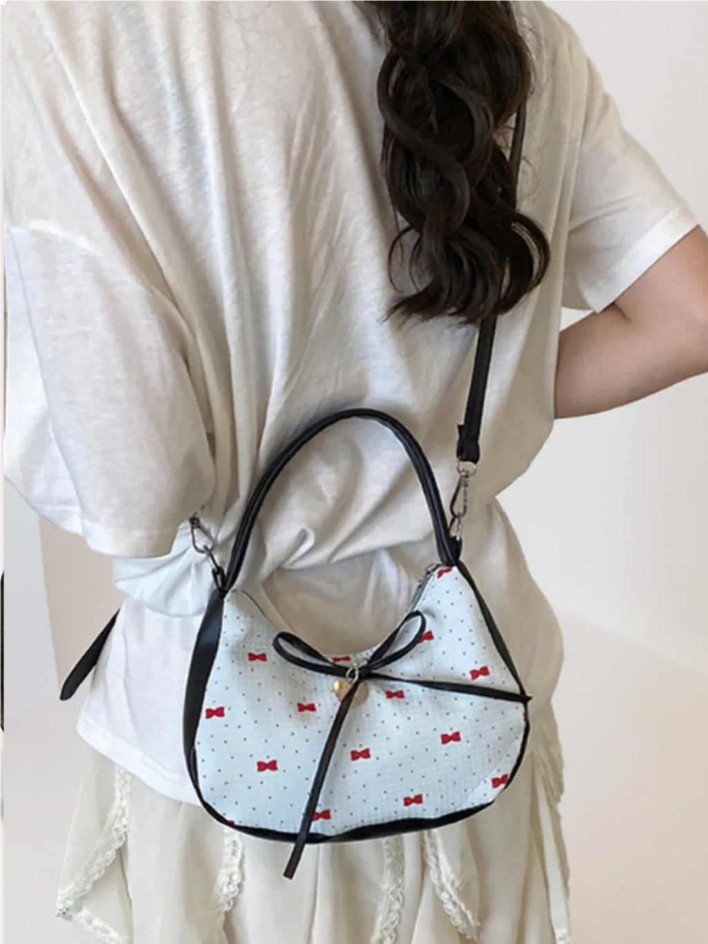 Printed Bow Shoulder Bag