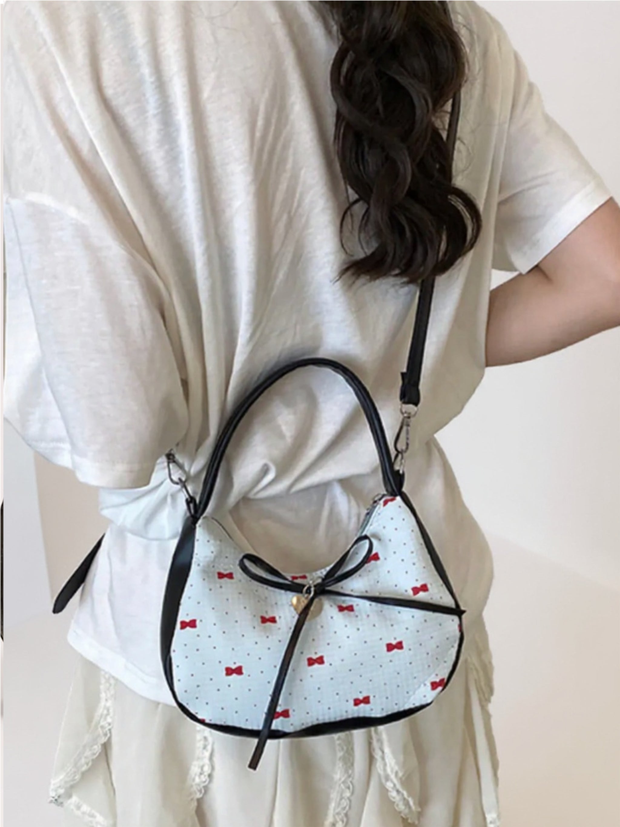 Printed Bow Shoulder Bag