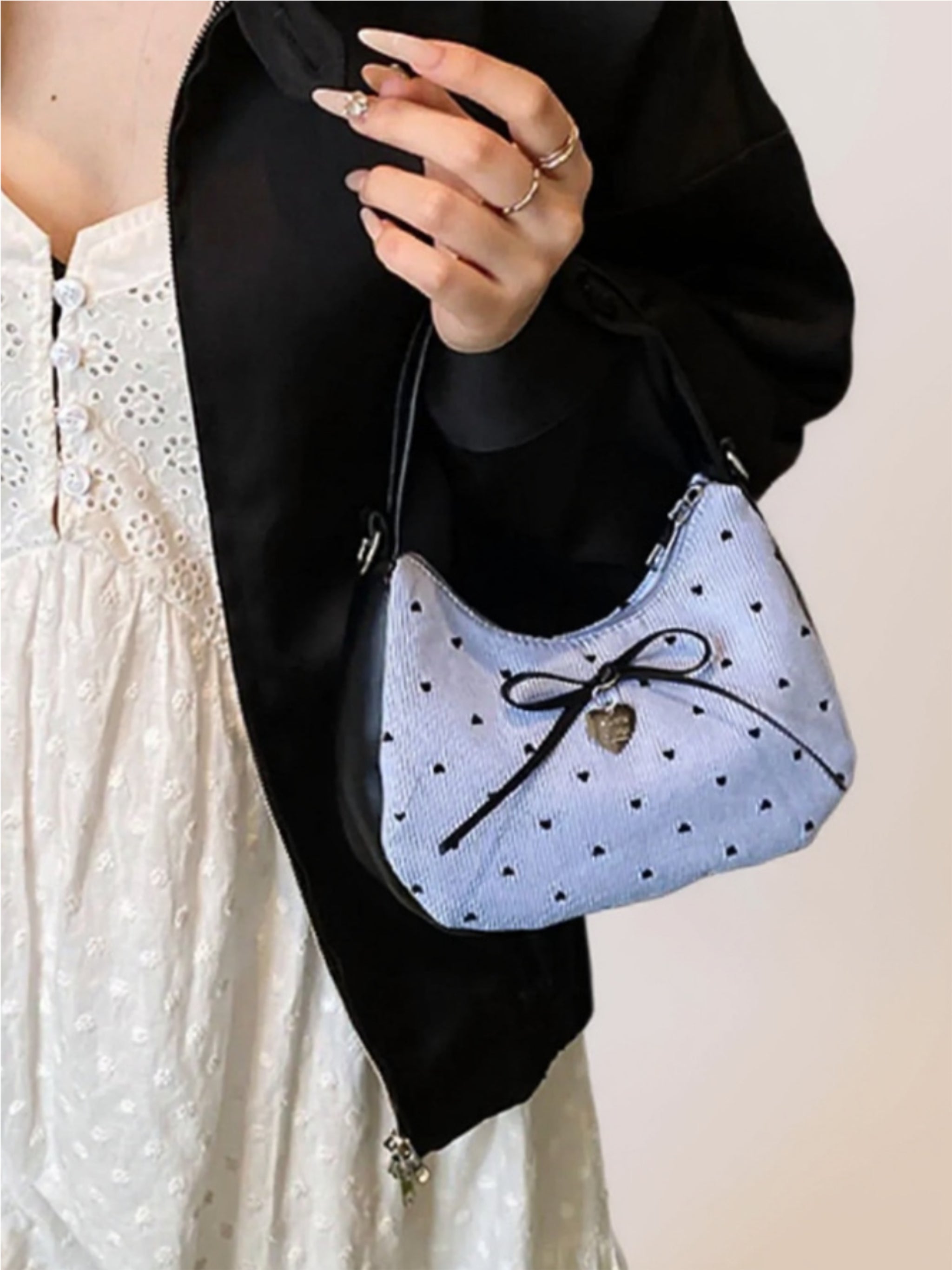 Printed Bow Shoulder Bag