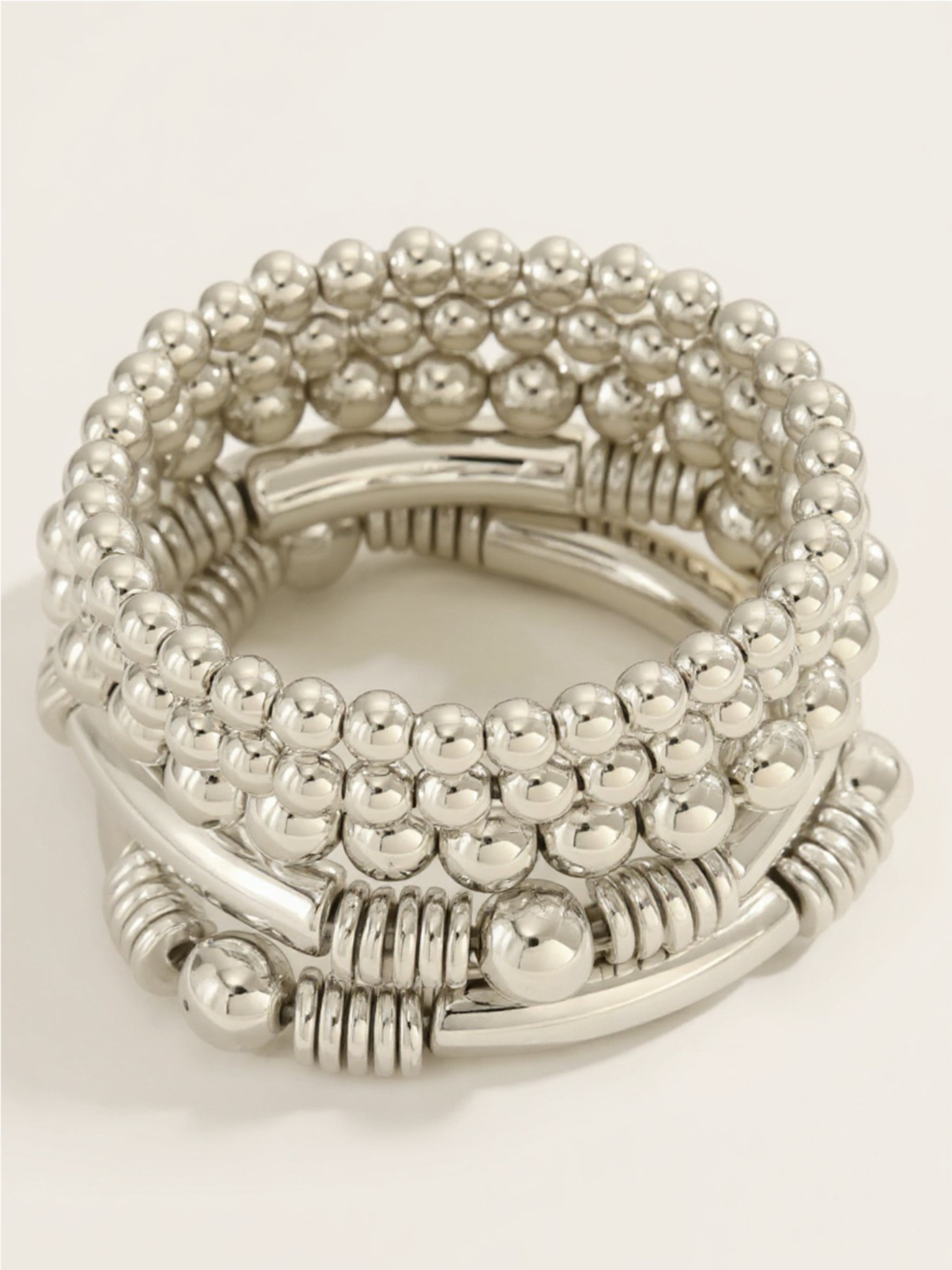 5 Piece Stainless Steel Beaded Bracelet