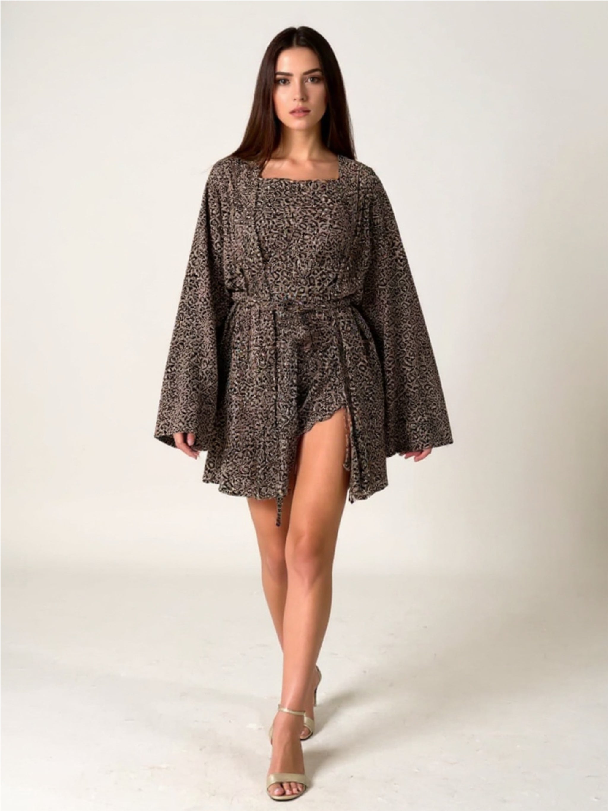 Leopard Cami, Robe & Short 3-Piece Set