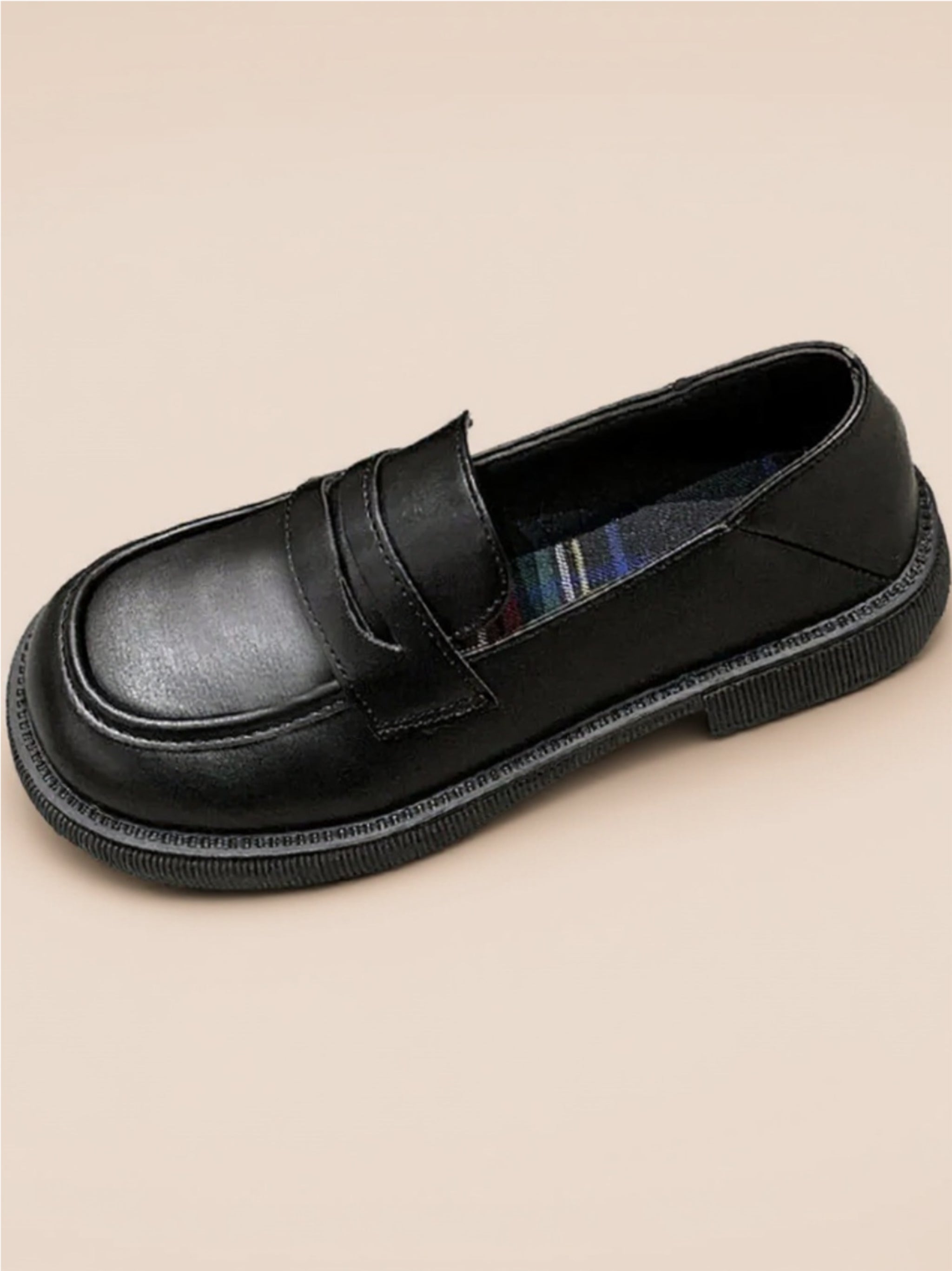 Round Toe Leather Loafers