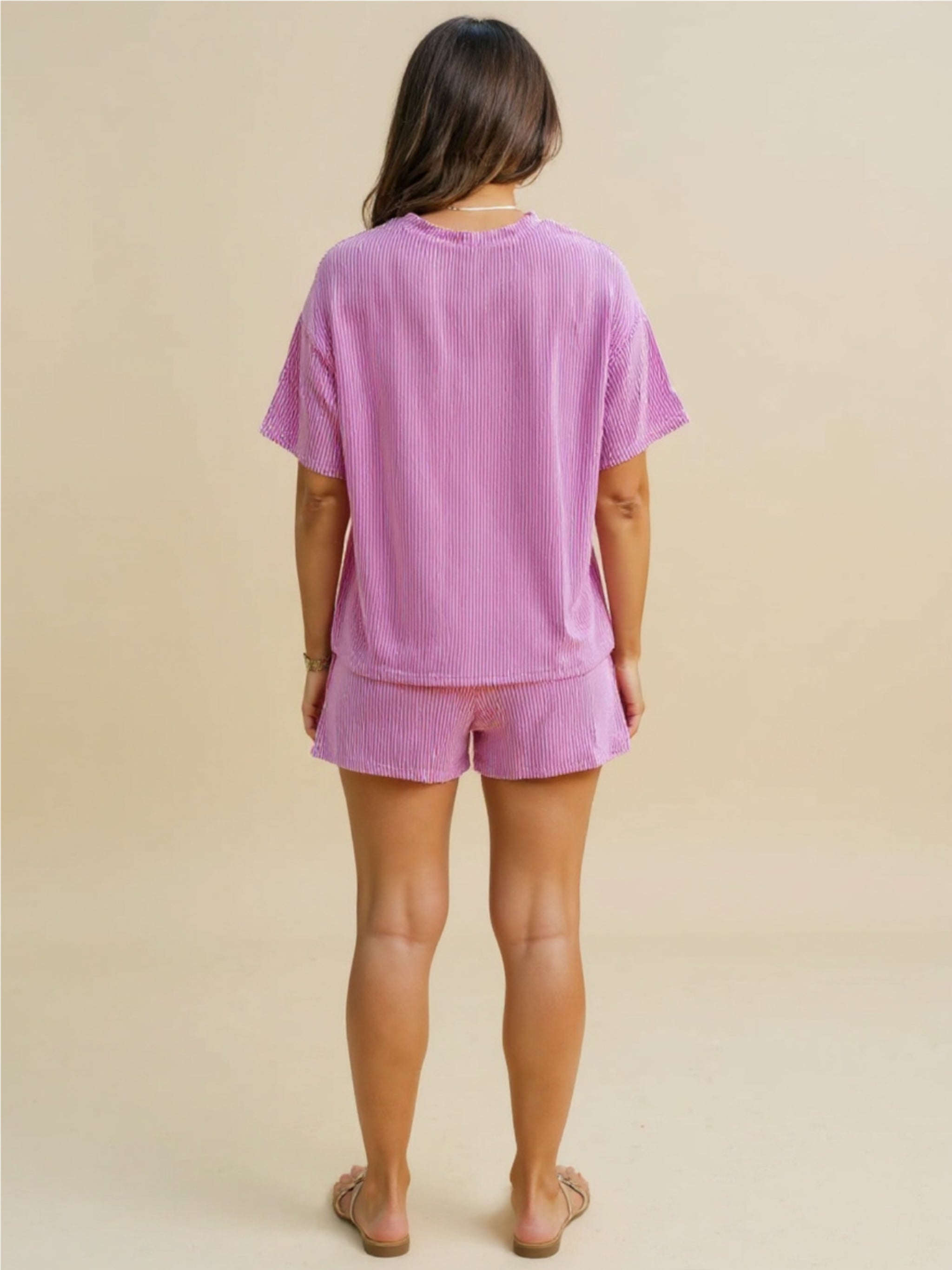 Ribbed Short Sleeve Top & Shorts Set