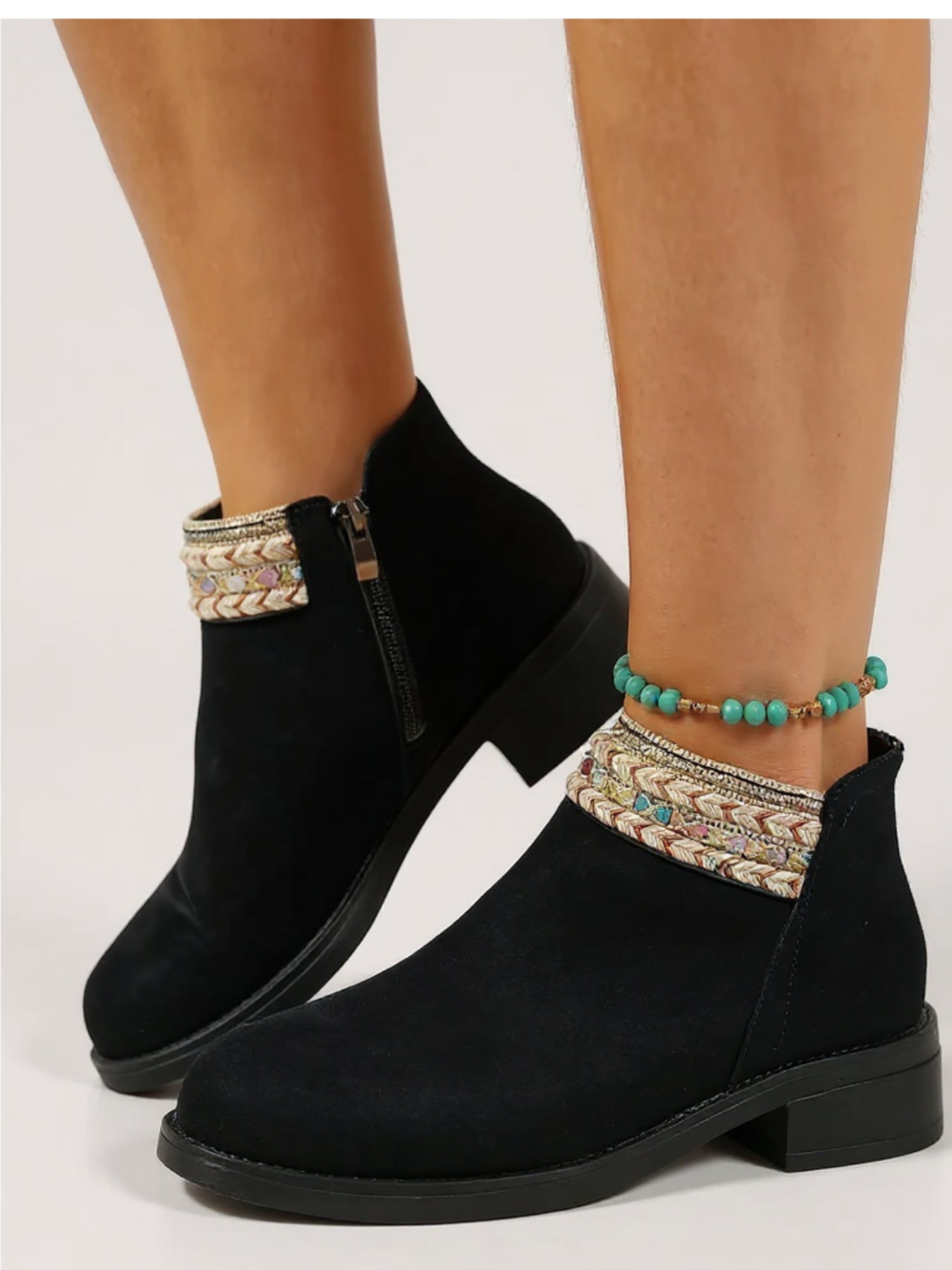 Side Zip Block Heel Boots