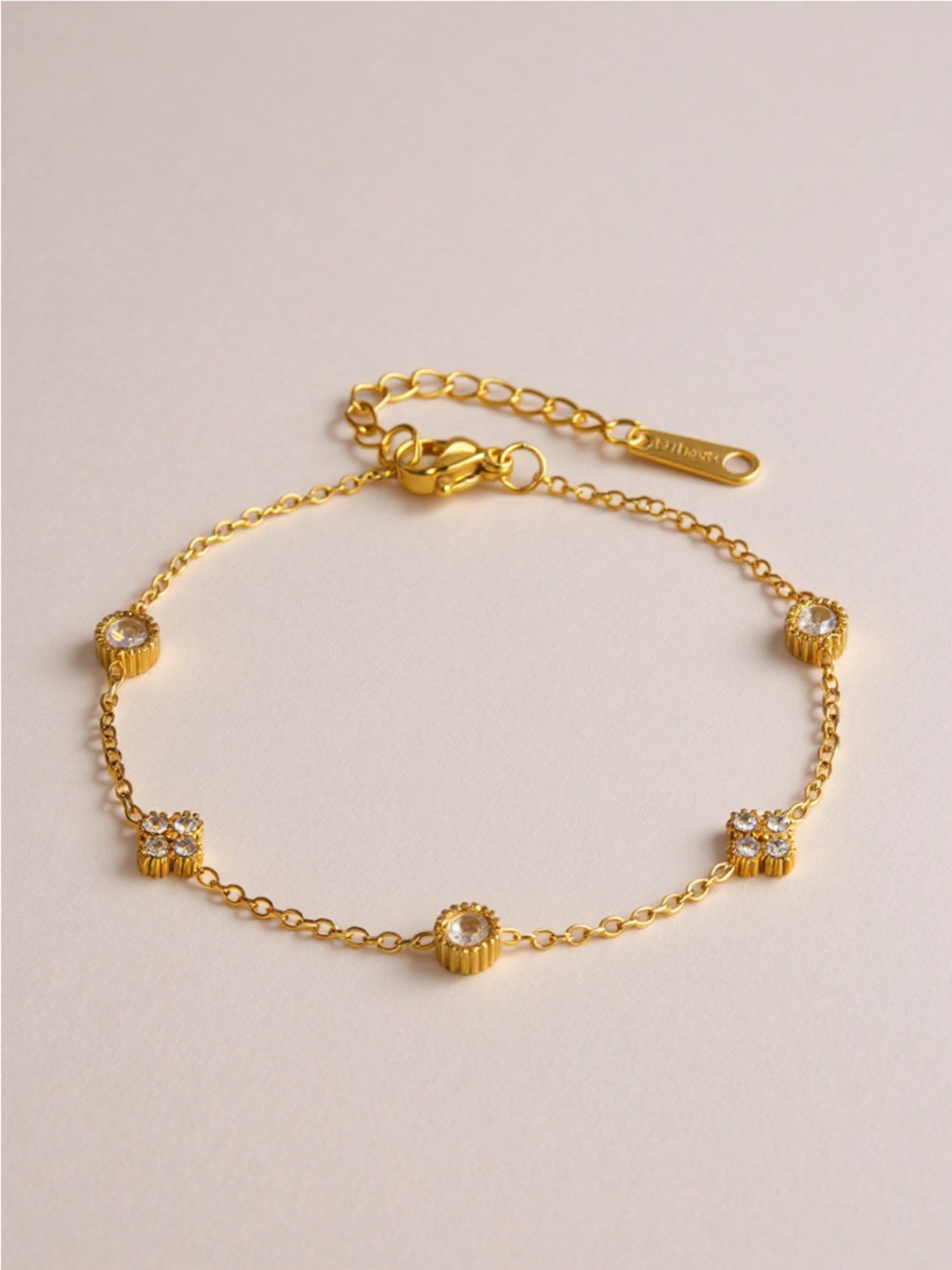 18K Gold Titanium Steel Inlaid CZ Bracelet