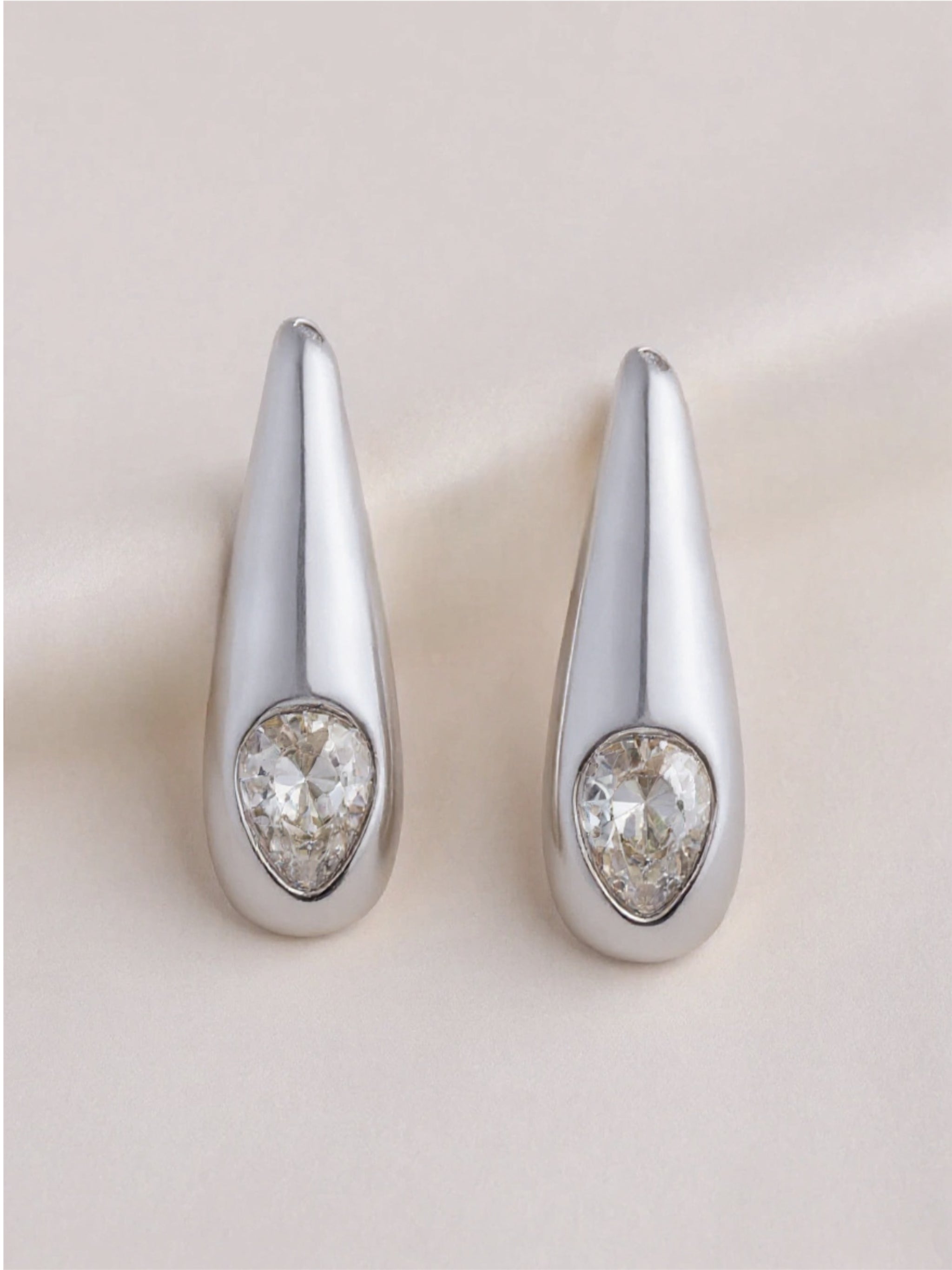 18K Gold CZ Teardrop Earrings