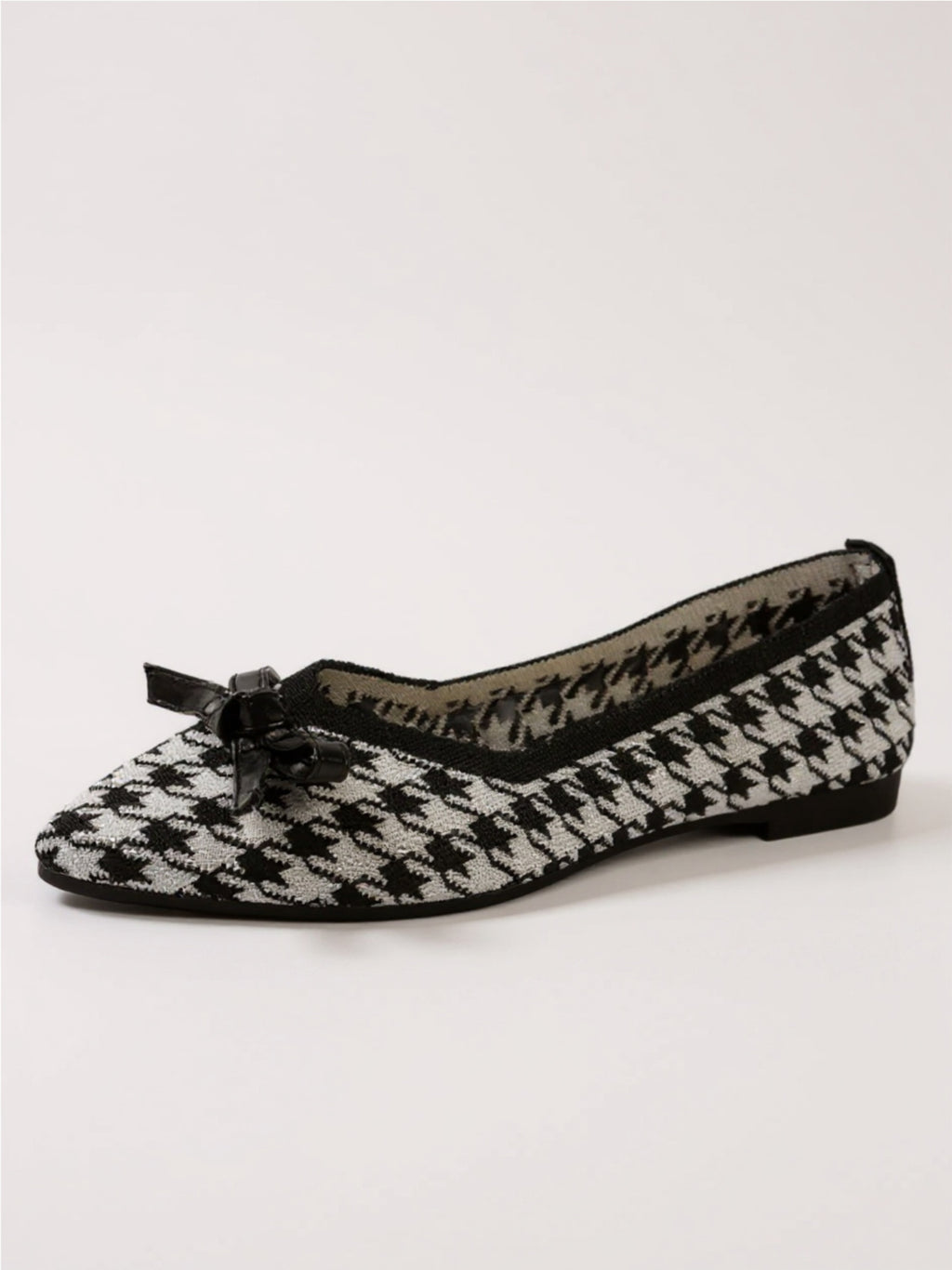 Houndstooth Point Toe Flats Slip-Ons