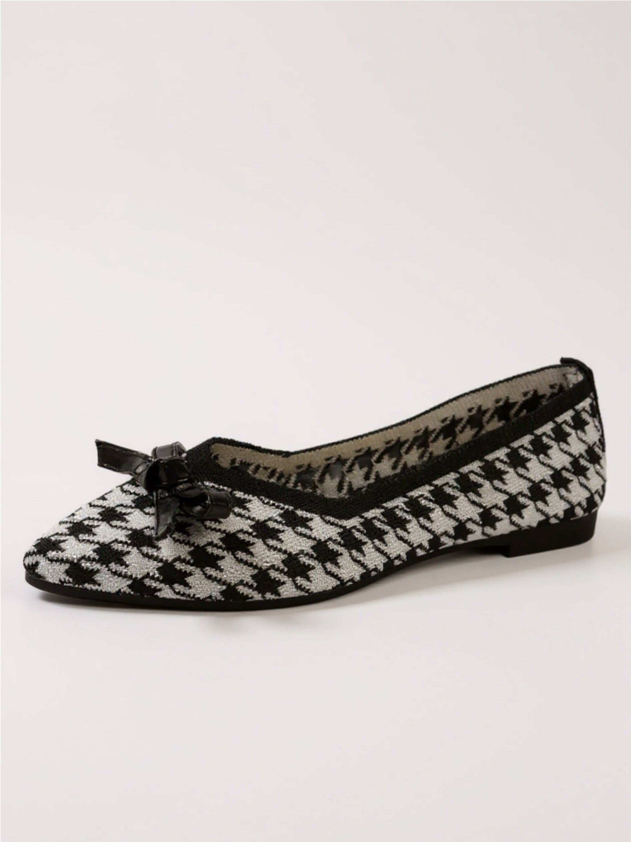Houndstooth Point Toe Flats Slip-Ons