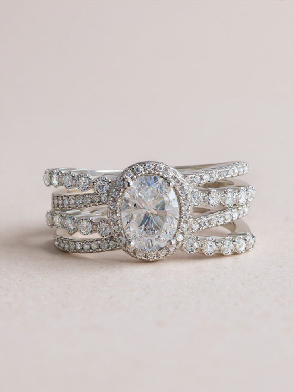 3 Carat Moissanite 925 Sterling Silver Layered Ring