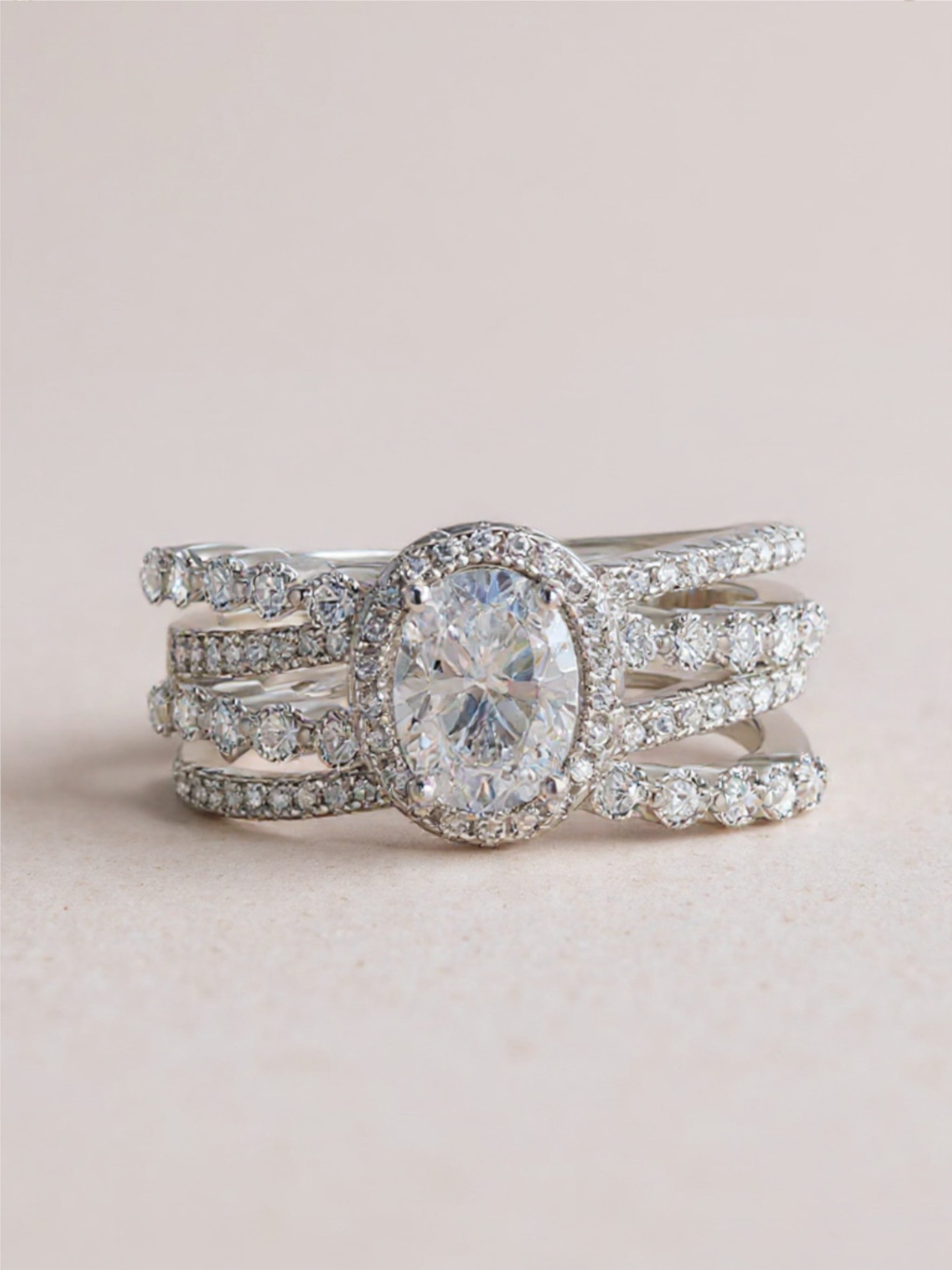 3 Carat Moissanite 925 Sterling Silver Layered Ring