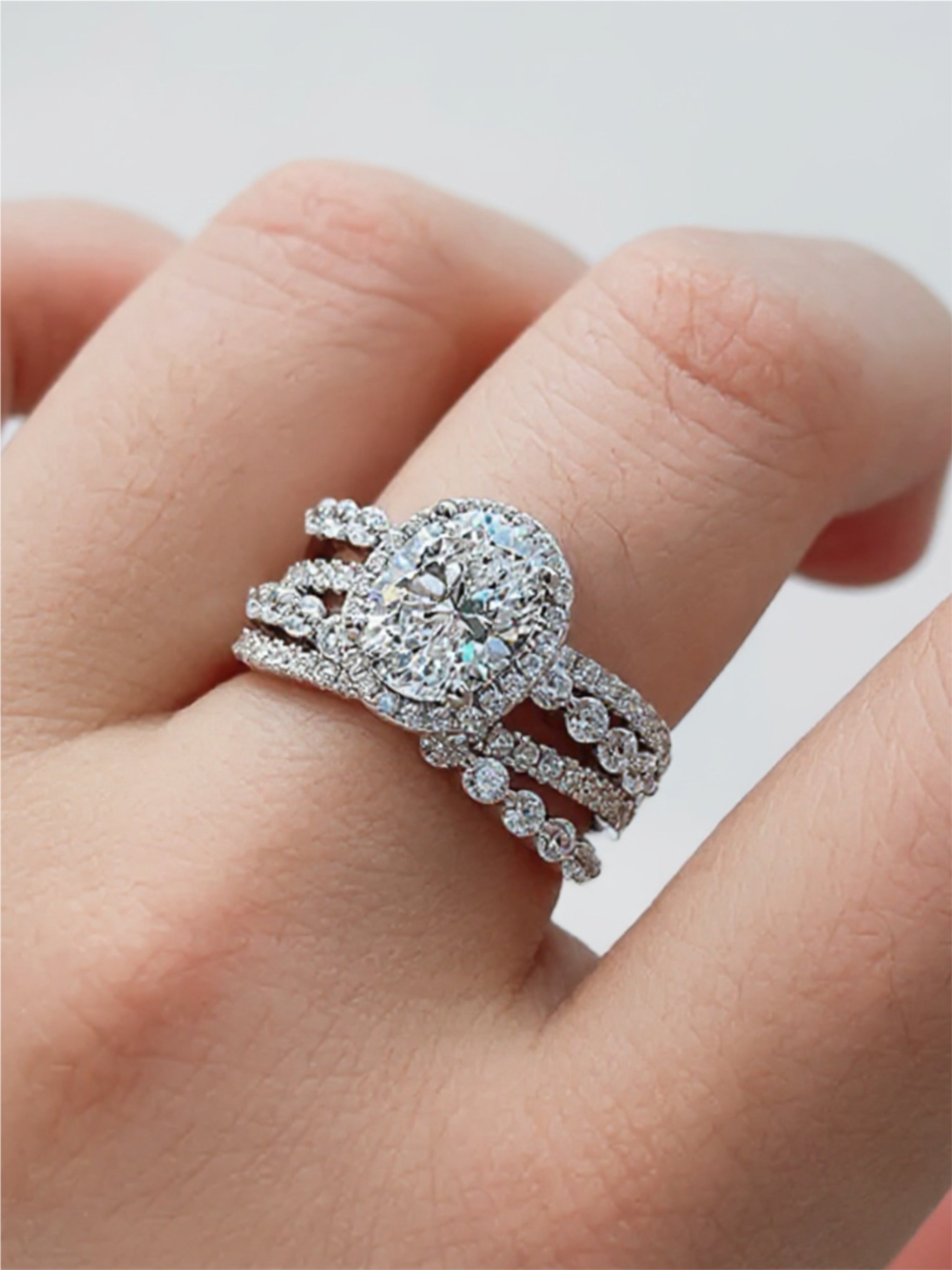 3 Carat Moissanite 925 Sterling Silver Layered Ring