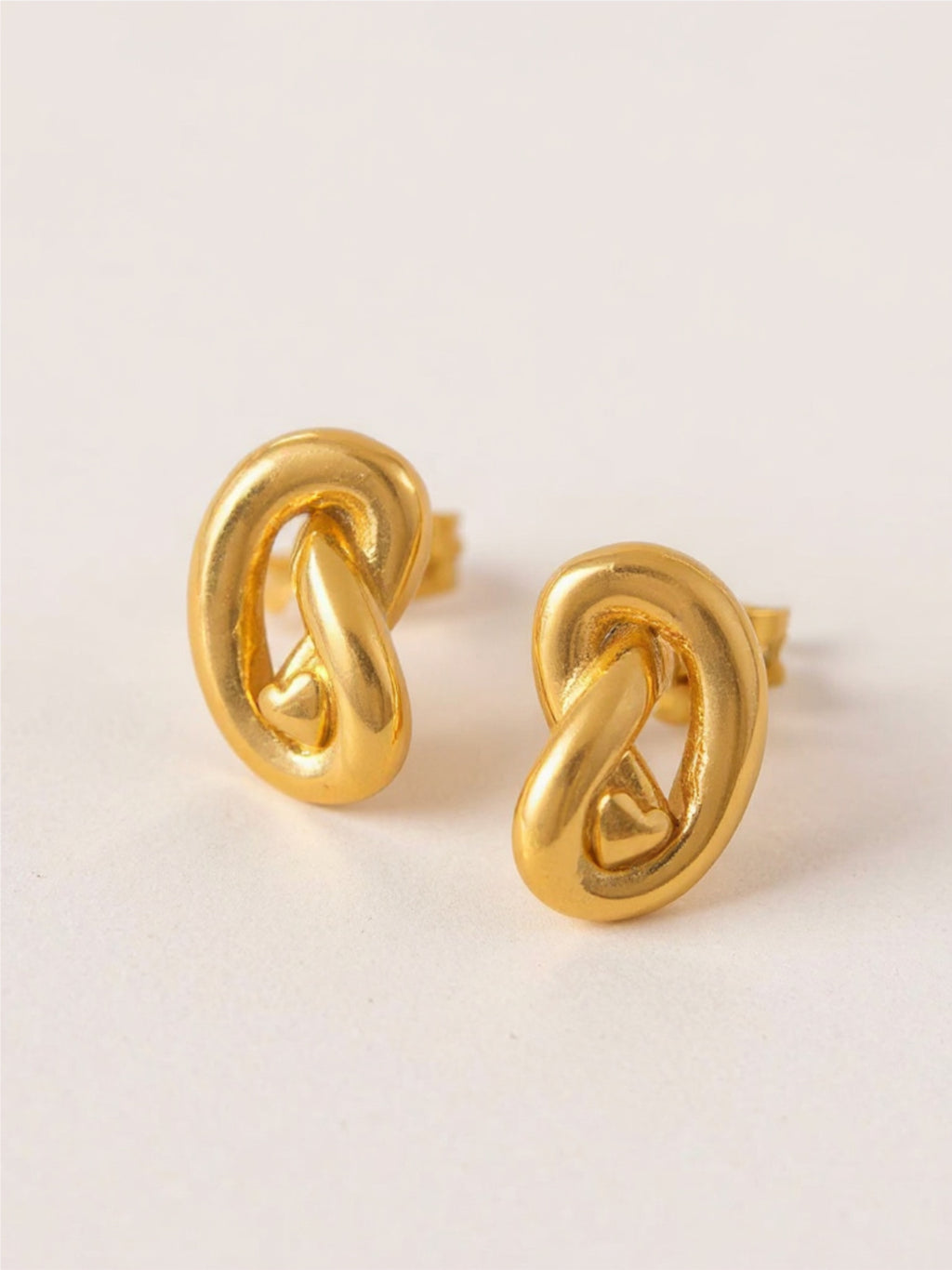Gold Titanium Steel Knot Stud Earrings