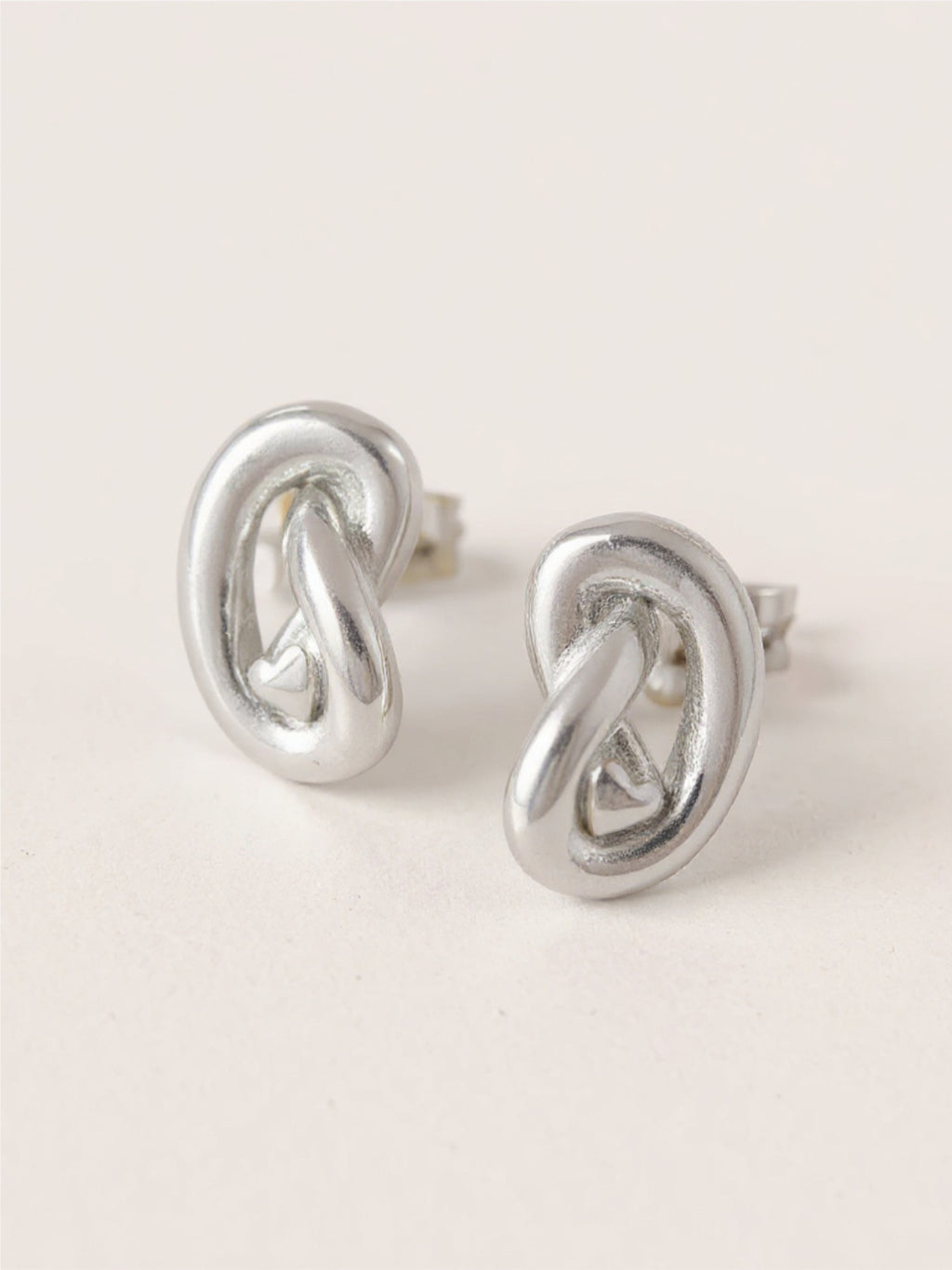 Gold Titanium Steel Knot Stud Earrings