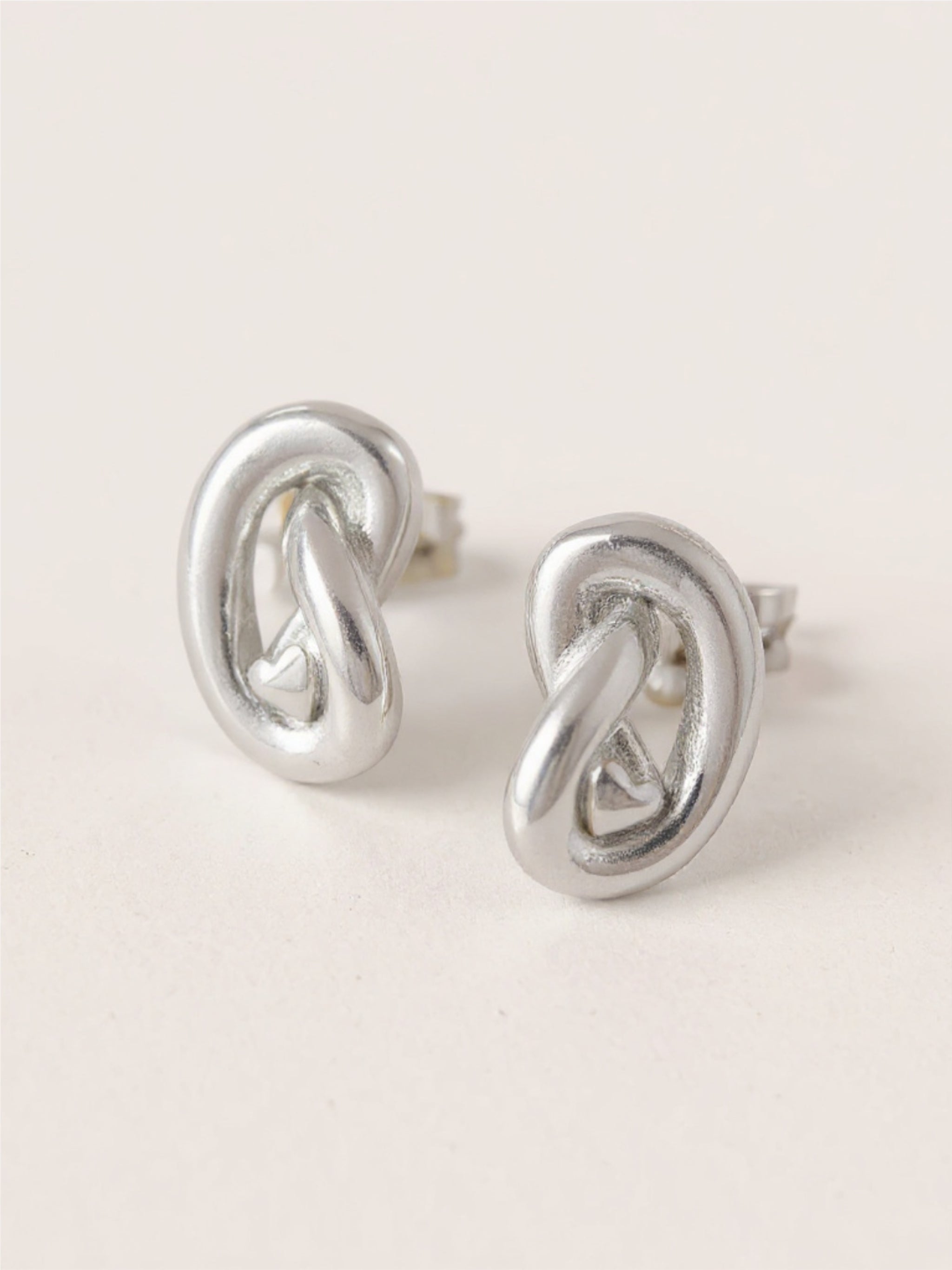 Gold Titanium Steel Knot Stud Earrings