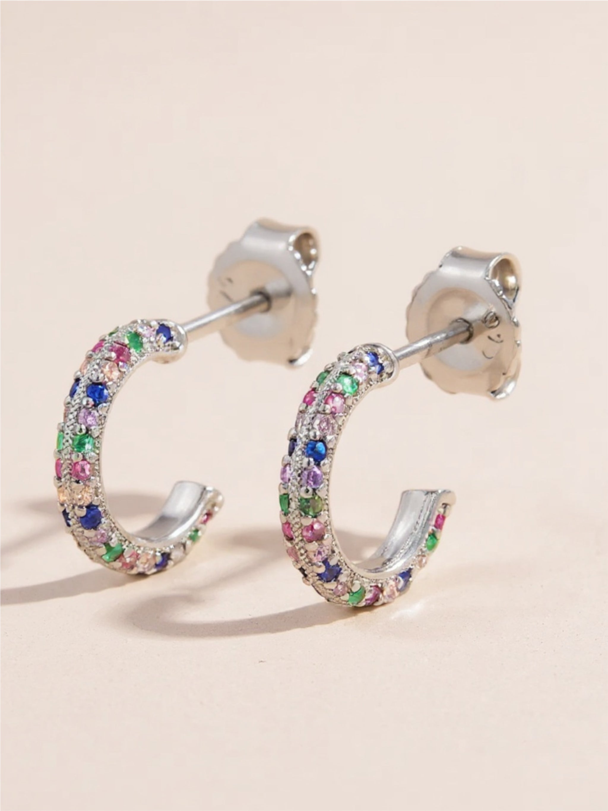 925 Sterling Silver Contrast CZ Earrings